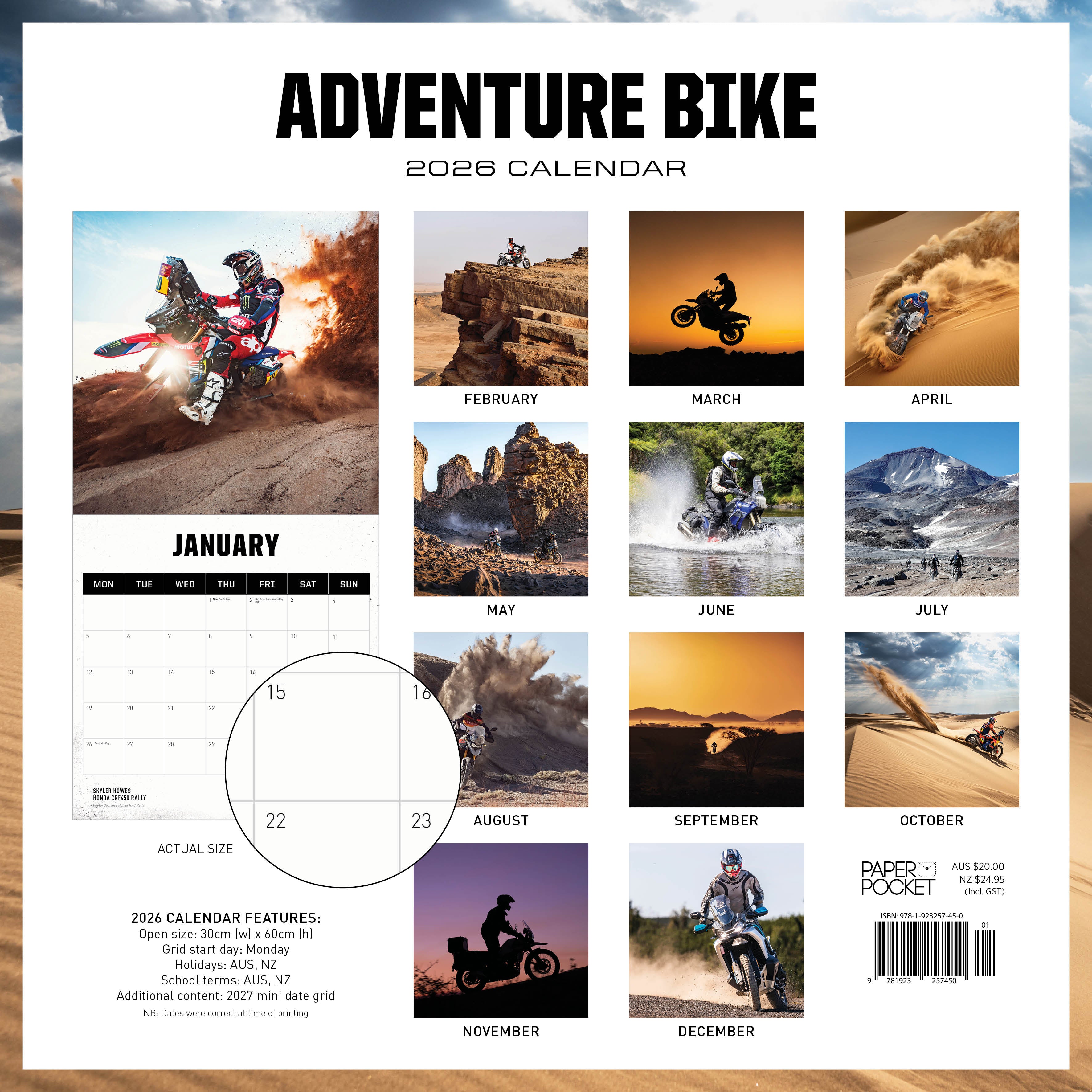 2026 Adventure Bike - Square Wall Calendar