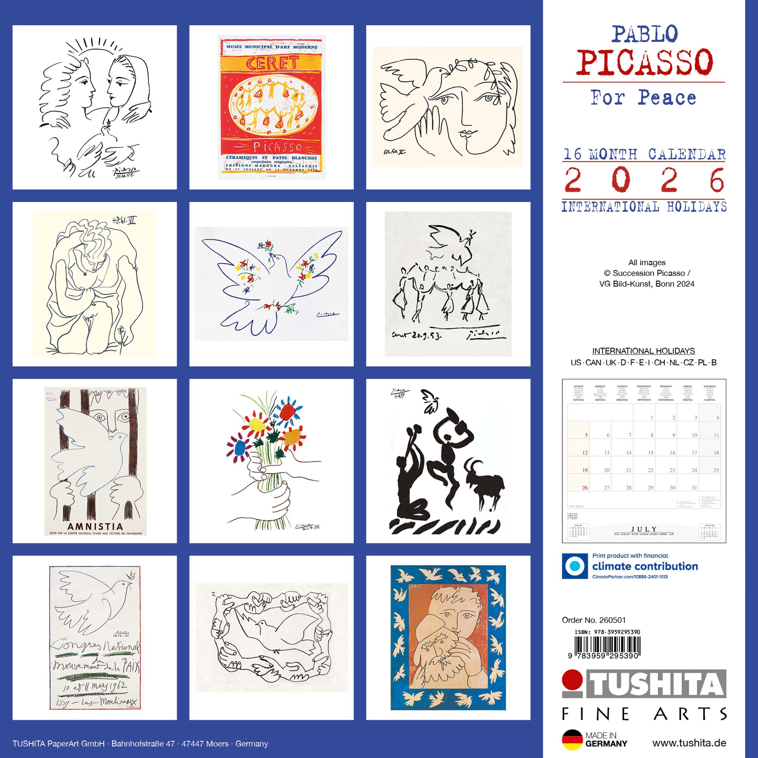 2026 Picasso For Peace - Square Wall Calendar