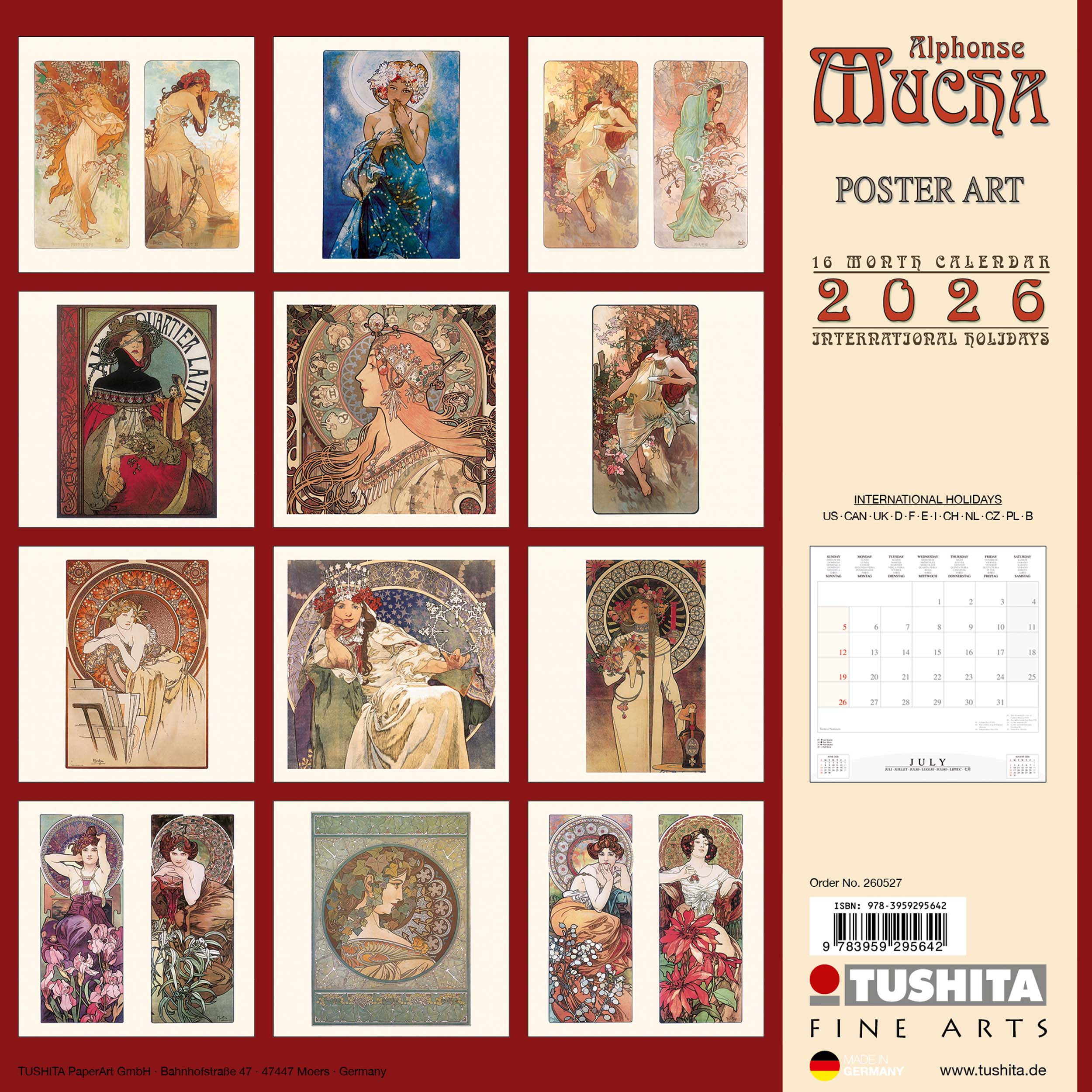 2026 Alphonse Mucha - Square Wall Calendar