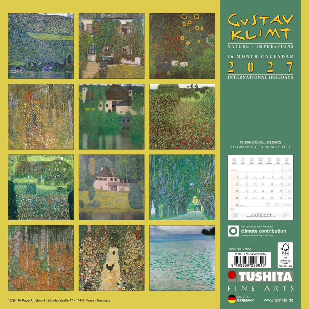 2027 Gustav Klimt Nature Impressions - Square Wall Calendar