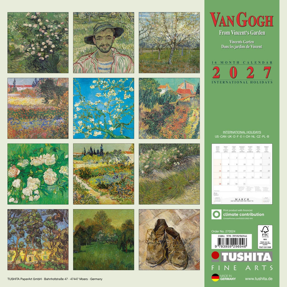 2027 Van Gogh From Vincent's Garden - Square Wall Calendar