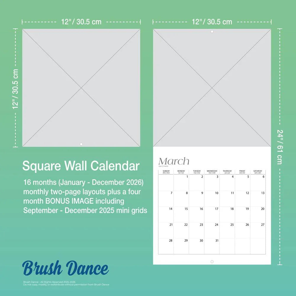 2026 Mindful Living - Square Wall Calendar