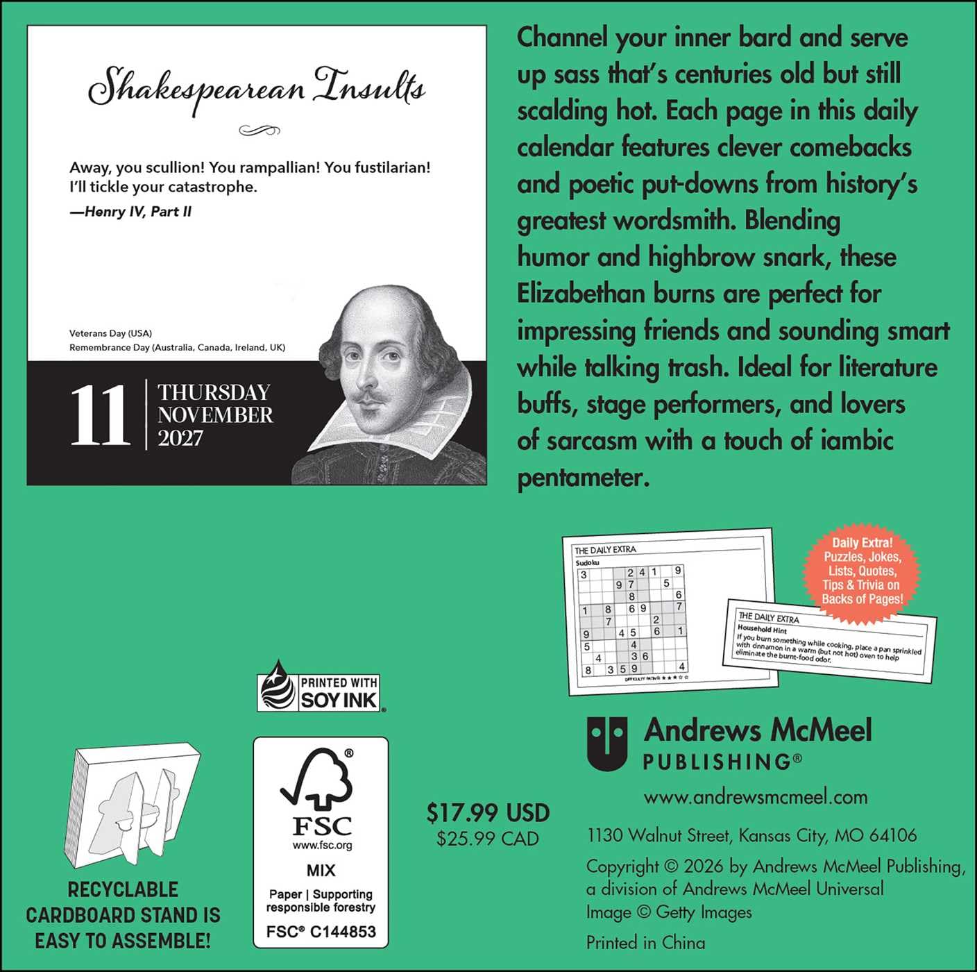 2027 Shakespearean Insults - Daily Boxed Page-A-Day Calendar