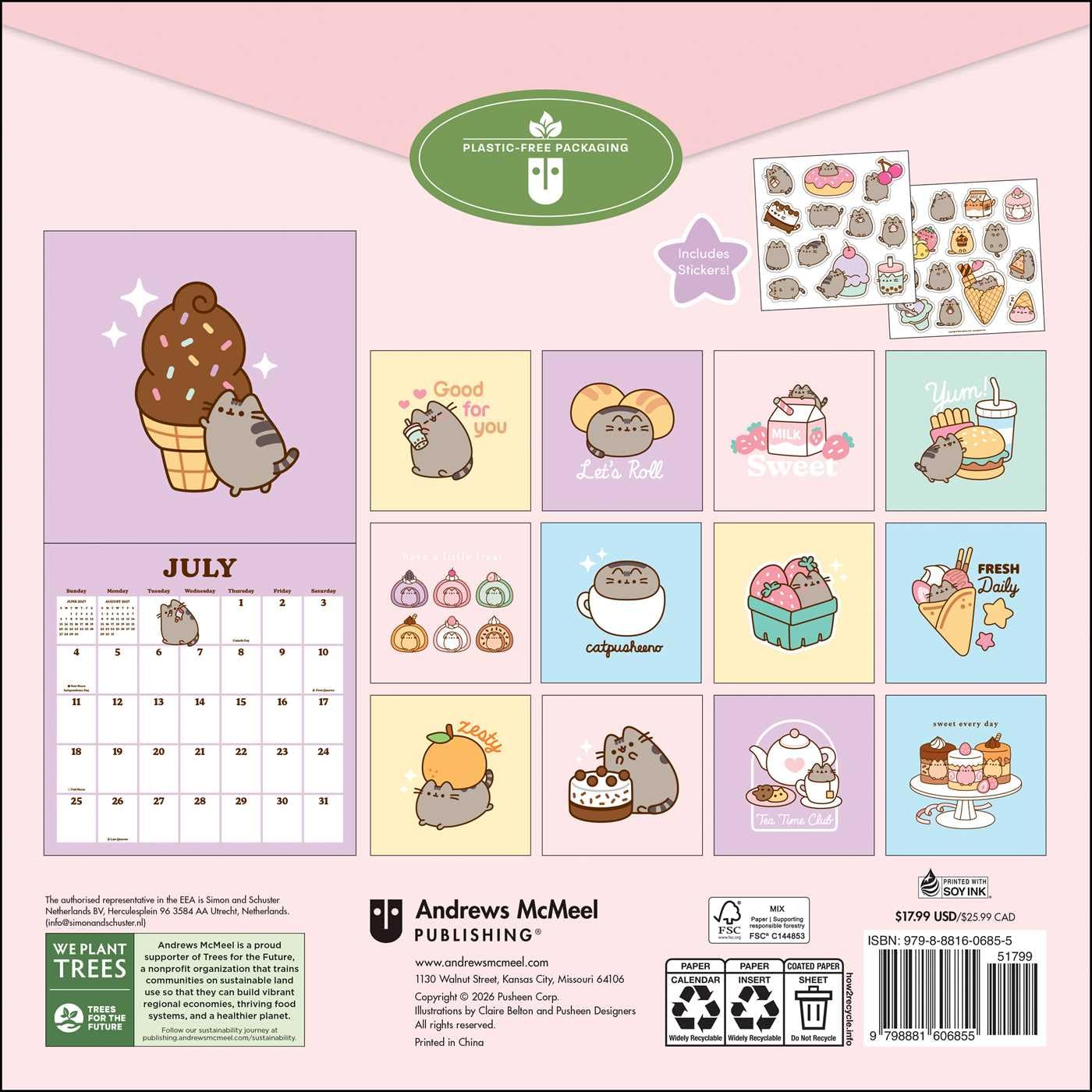2027 Pusheen - Square Wall Calendar