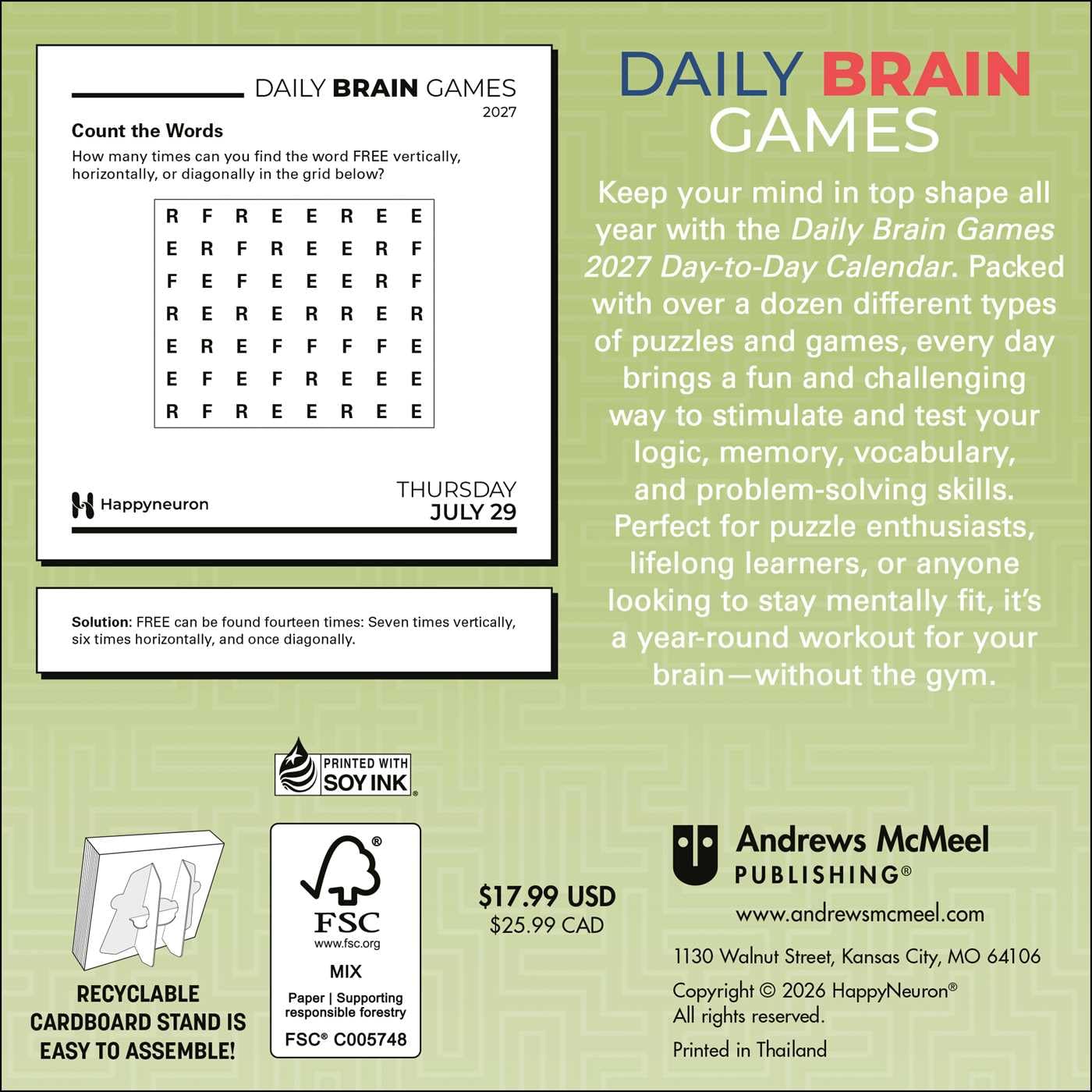 2027 Daily Brain Games - Daily Boxed Page-A-Day Calendar