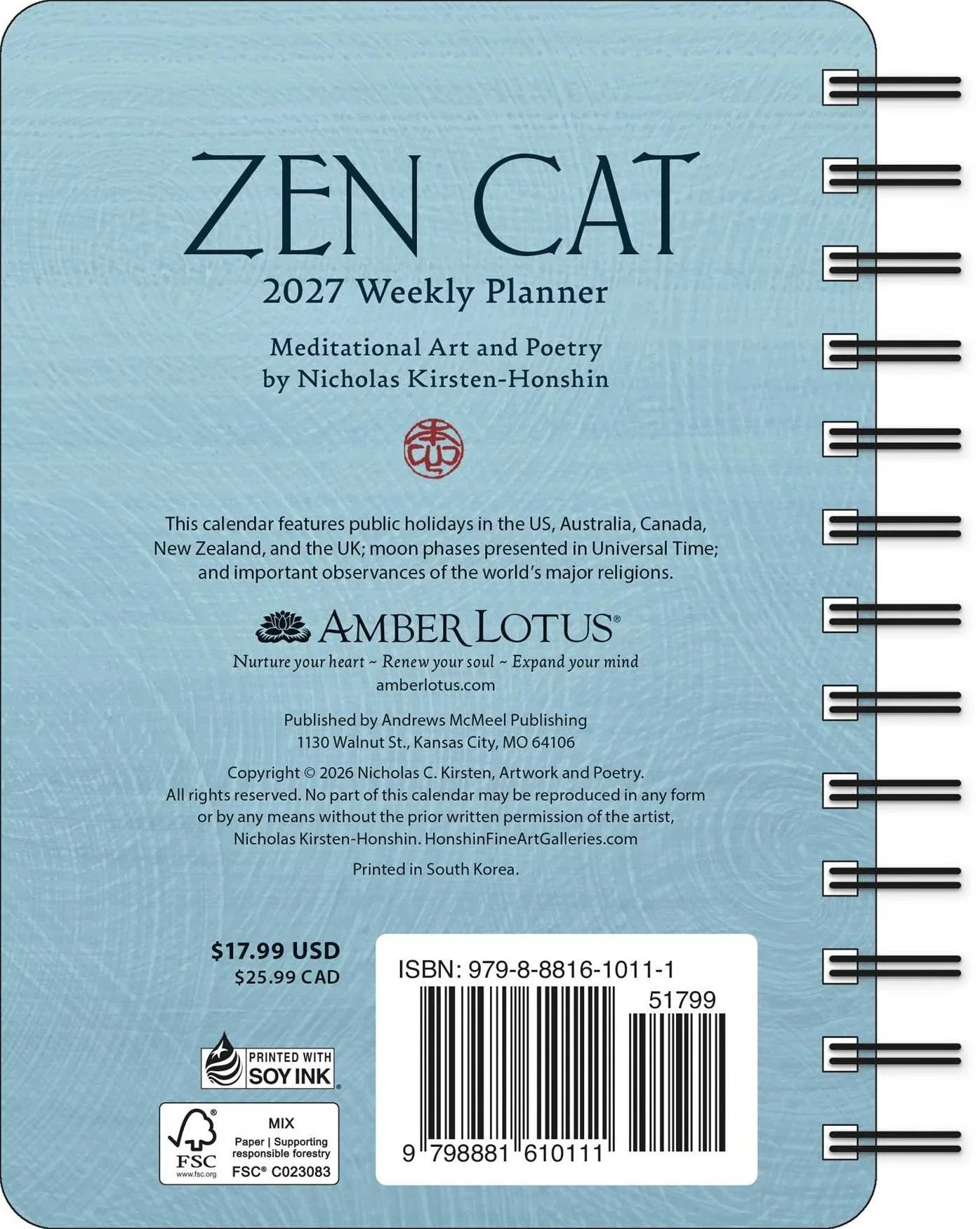 2027 Zen Cat: Kirsten-Honshin - Weekly Diary/Planner