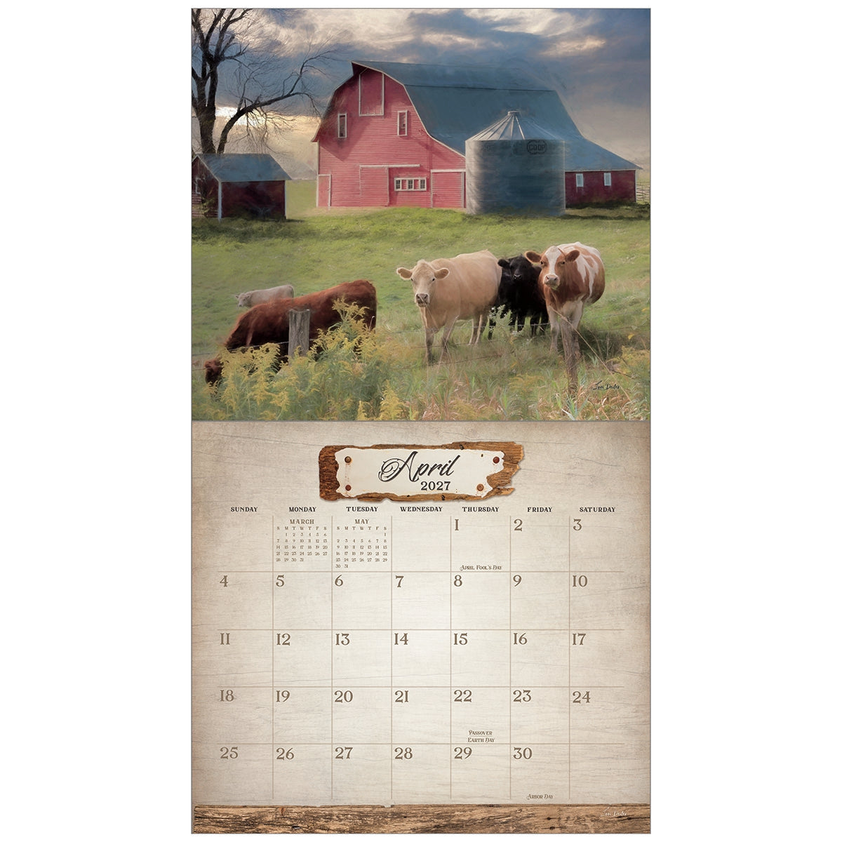 2027 Cow Calendar - Deluxe Wall Calendar by Lori Deiter