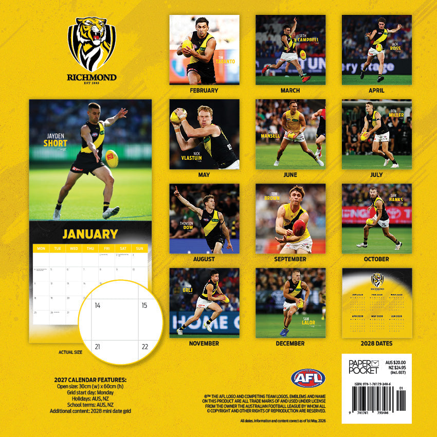 2027 AFL Richmond Tigers calendar image 4