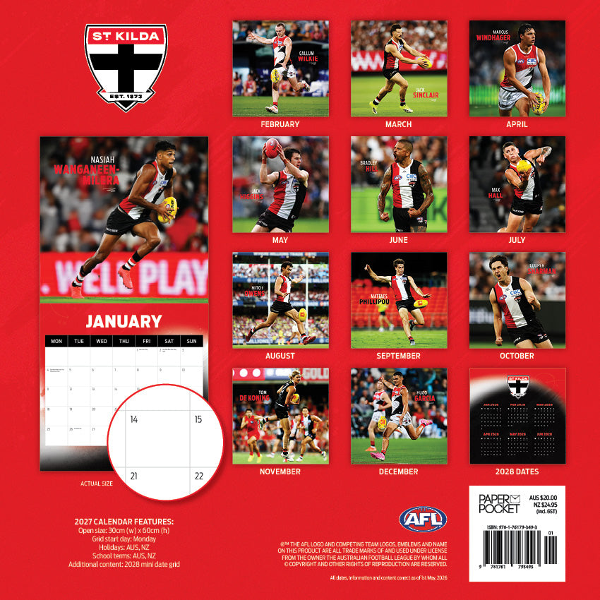 2027 AFL St Kilda Saints calendar image 4