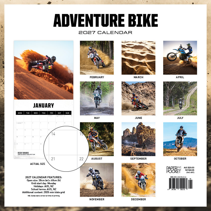 2027 Adventure Bike - Square Wall Calendar