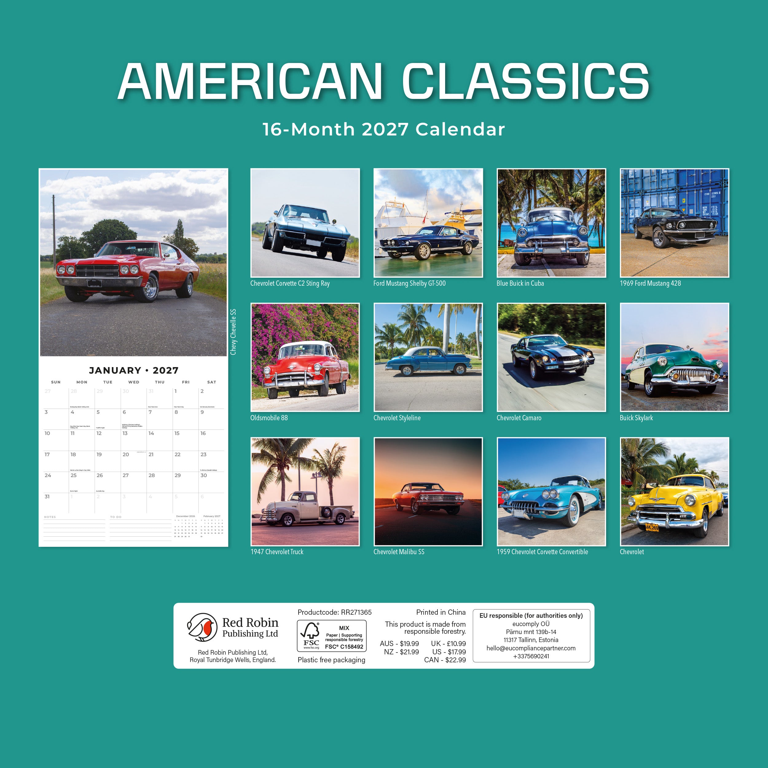 2027 American Classics - Square Wall Calendar
