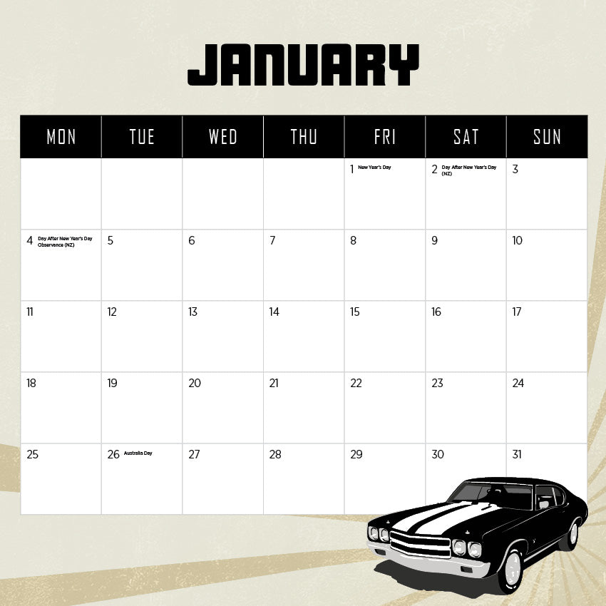 2027 Australian Muscle Cars - Square Wall Calendar