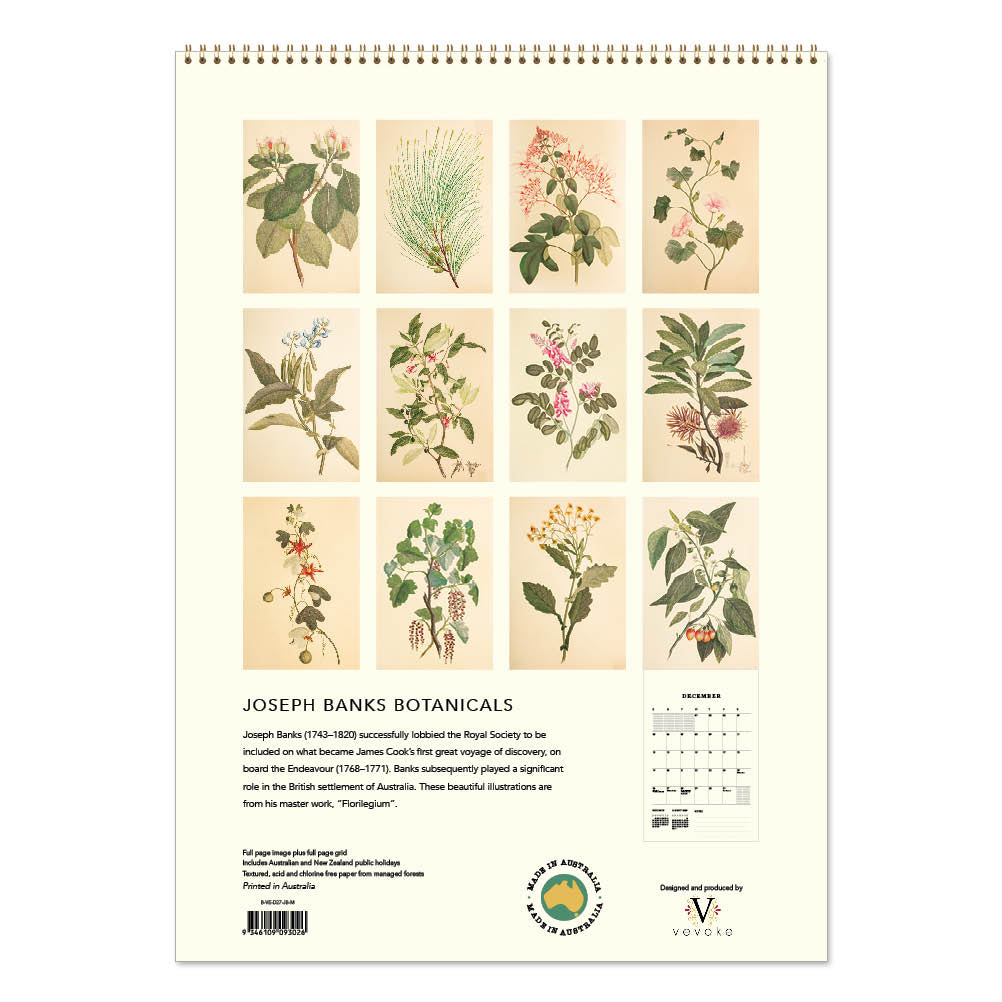 2027 Joseph Banks Botanicals HMS Endeavour - Deluxe Wall Calendar