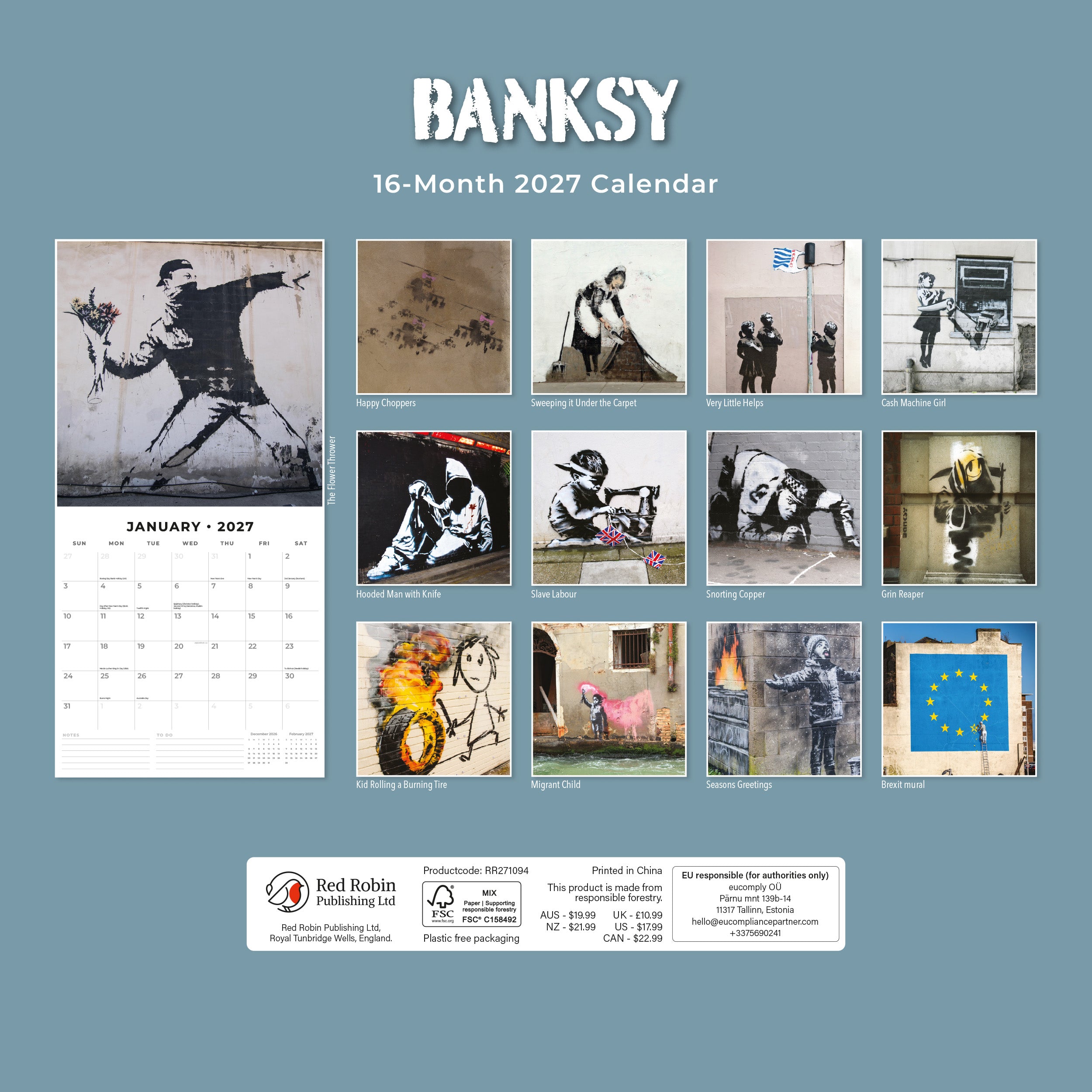 2027 Banksy - Square Wall Calendar