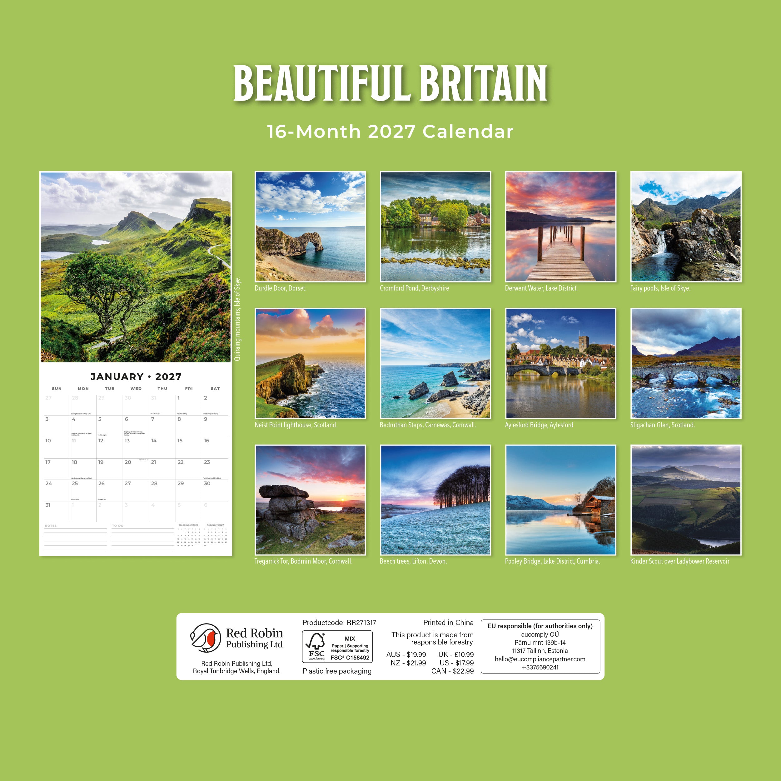 2027 Beautiful Britain - Square Wall Calendar