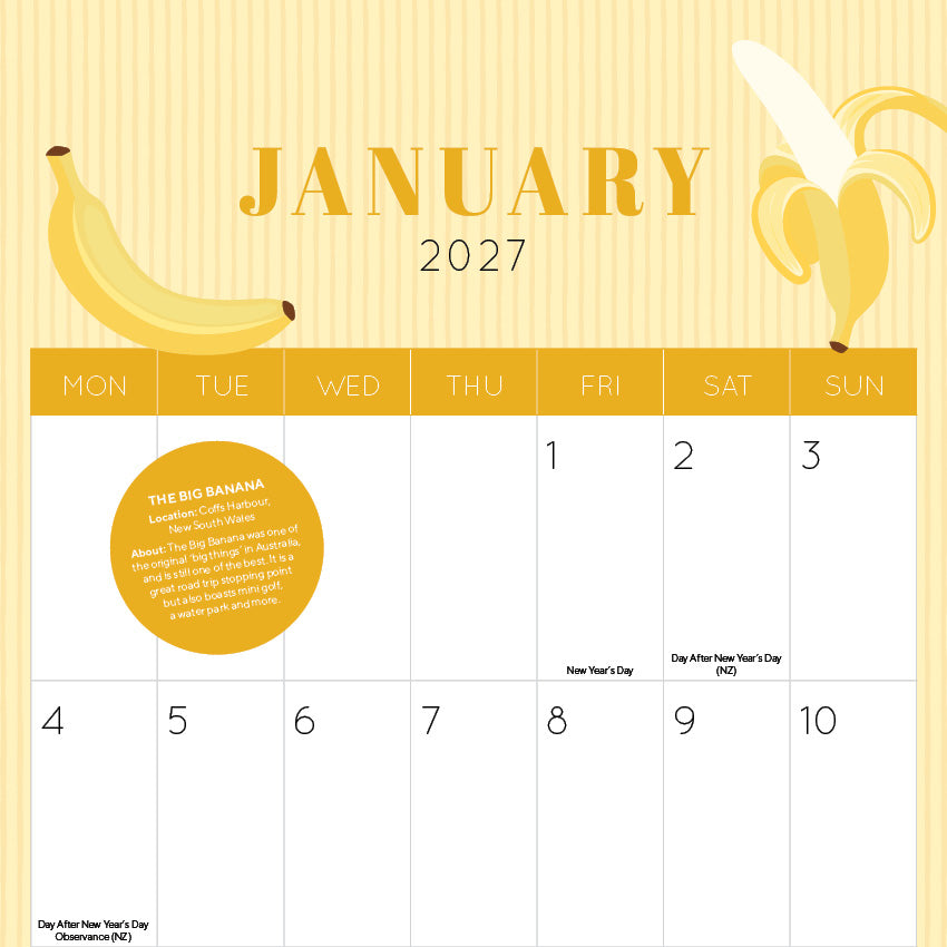 2027 Big Dates - Australia's Biggest Things - Square Wall Calendar