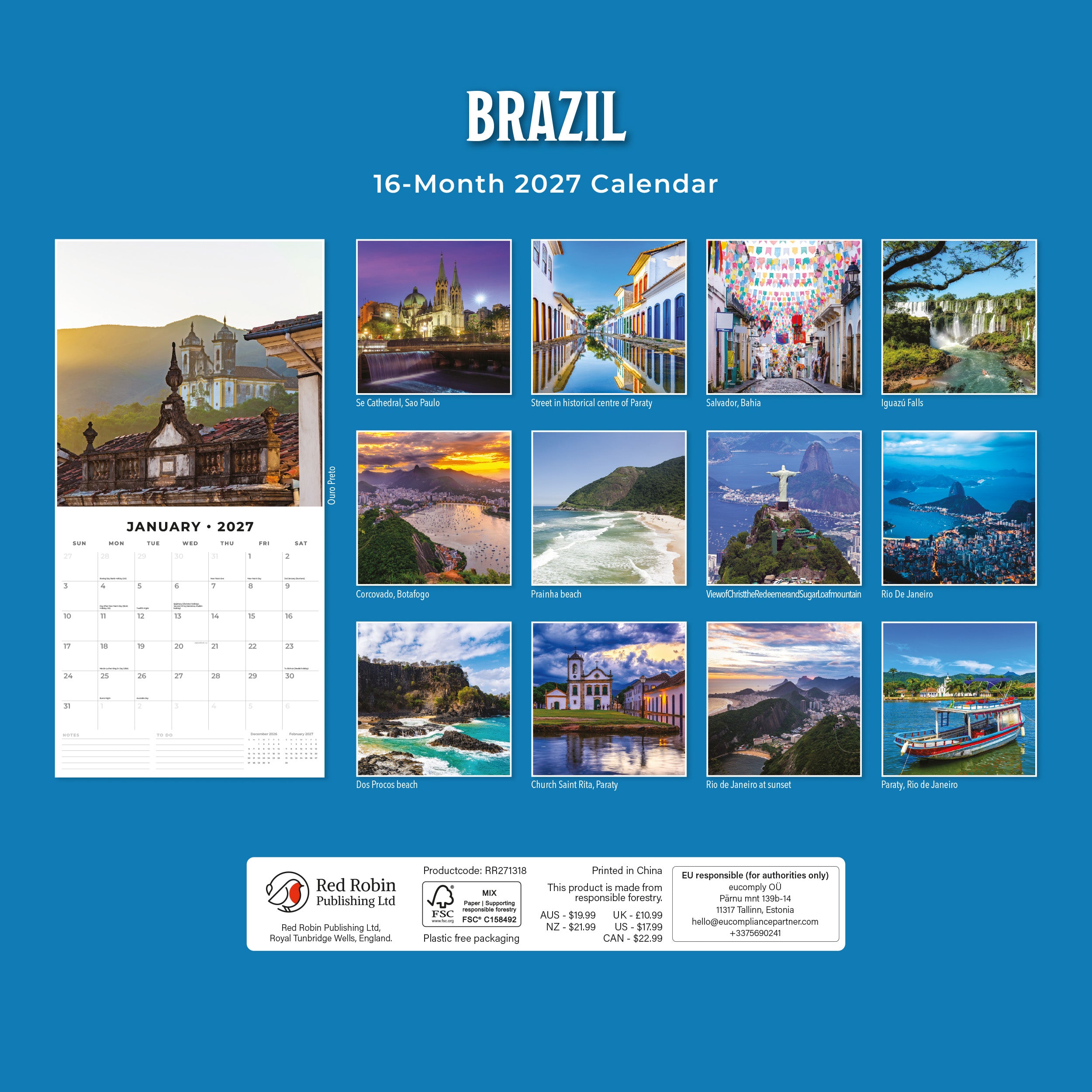 2027 Brazil - Square Wall Calendar