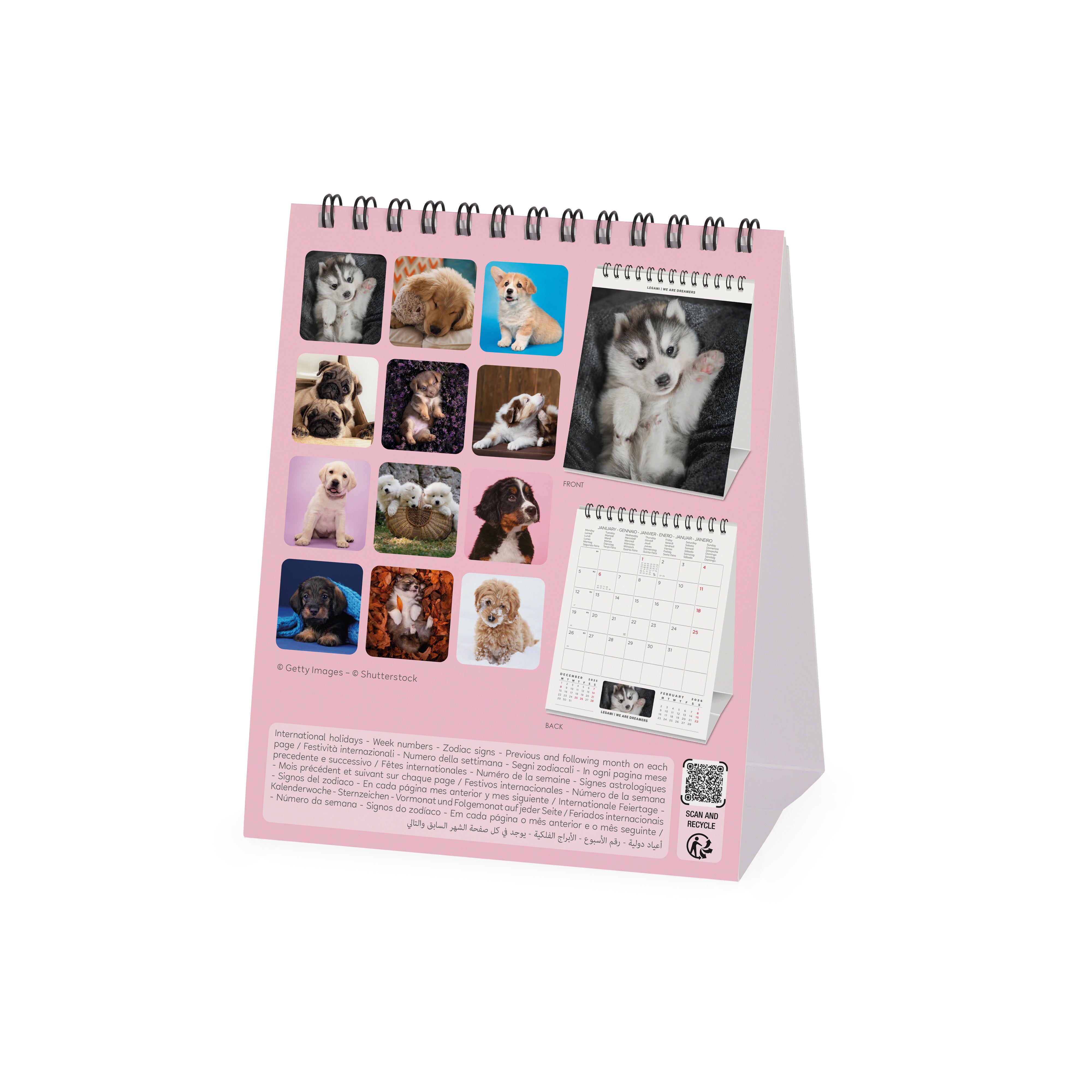 2026 Puppies - Desk Easel Calendar