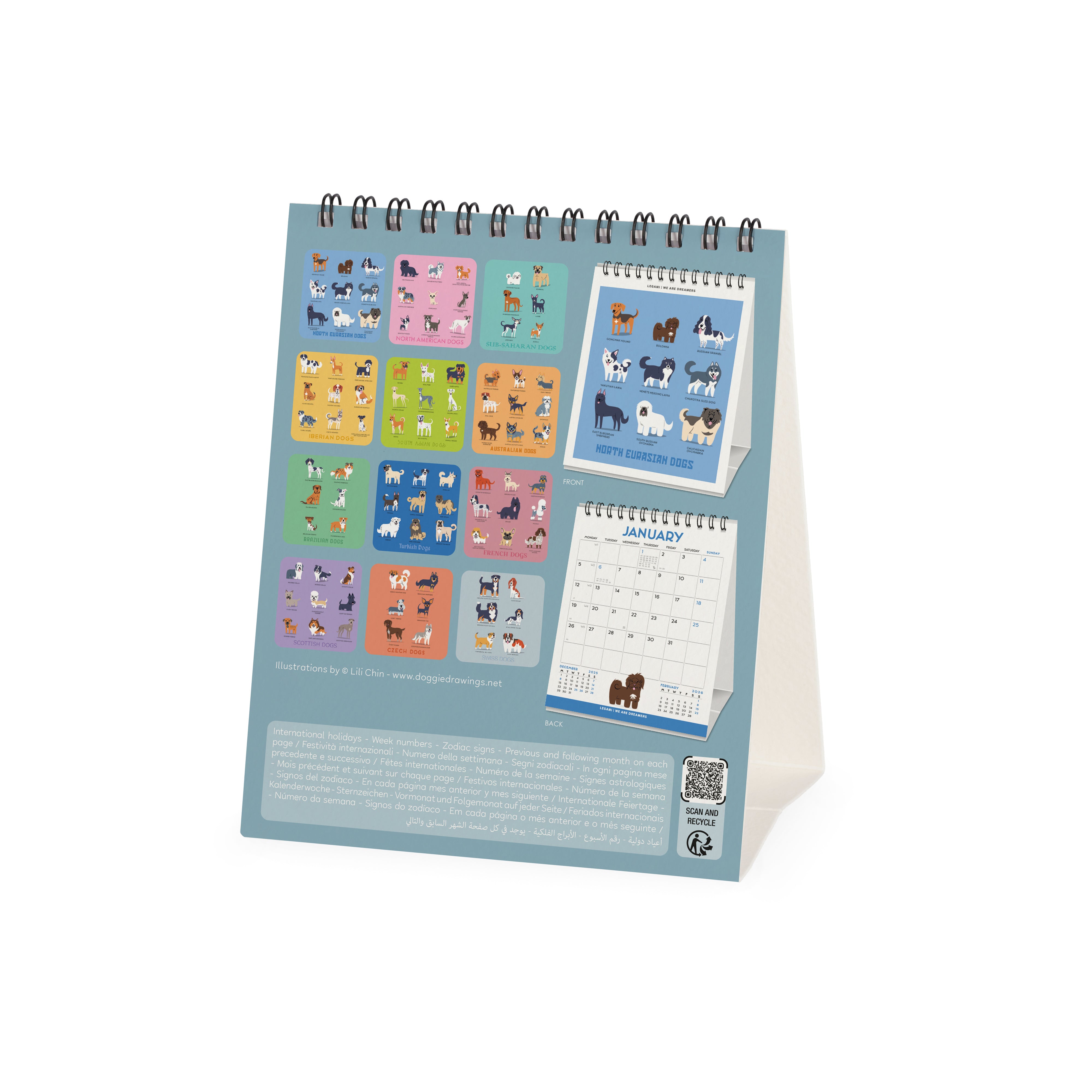 2026 Dogs Of The World - Desk Easel Calendar