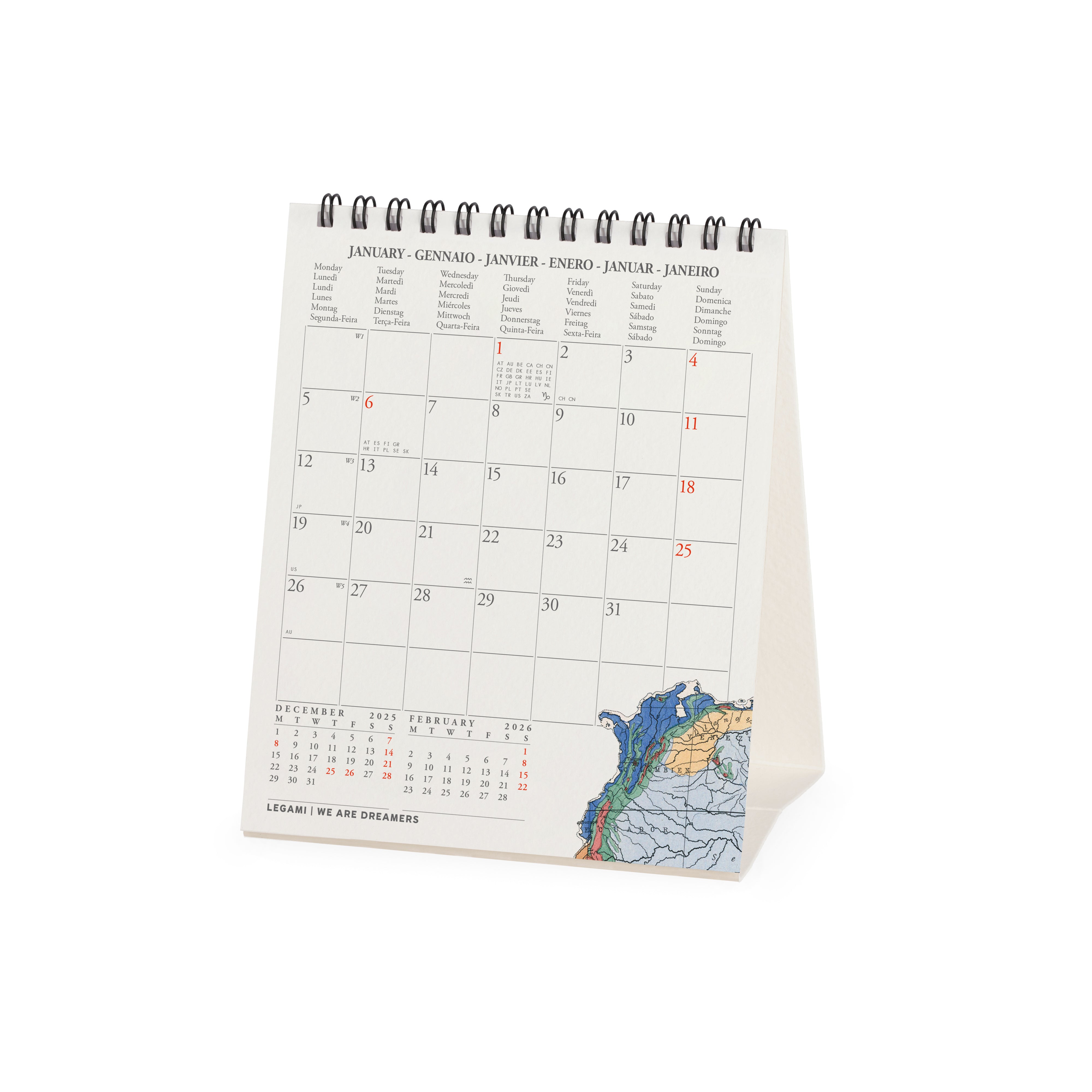 2026 Vintage Maps - Desk Easel Calendar