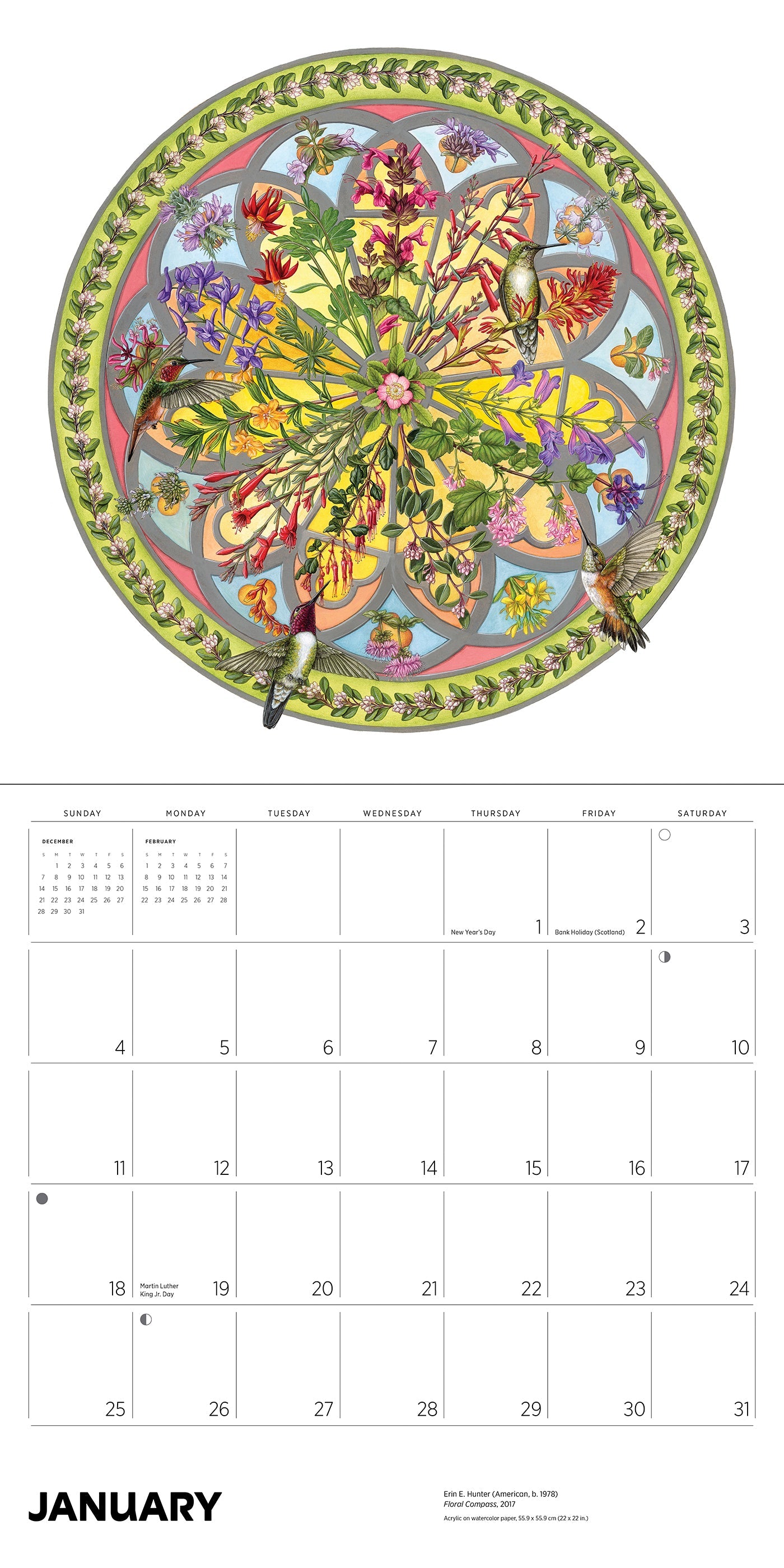 2026 Erin E. Hunter: Pollinators - Square Wall Calendar