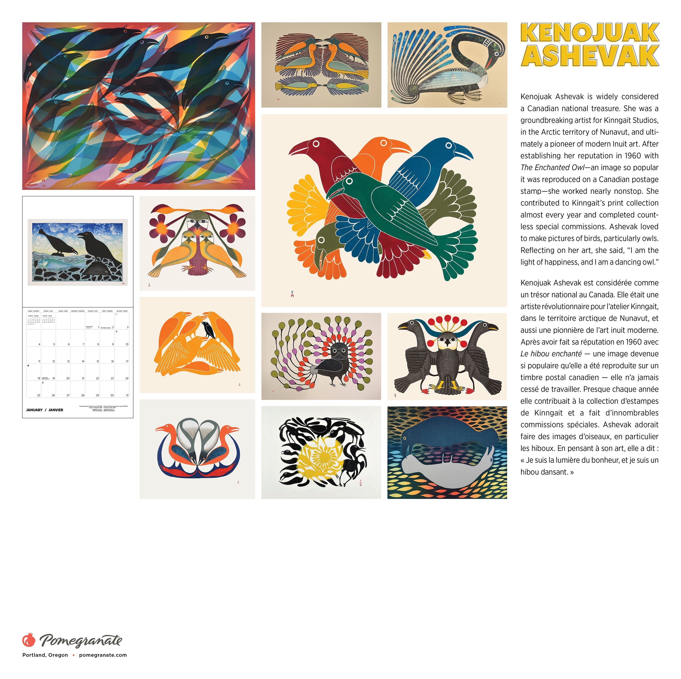 2026 Kenojuak Ashevak - Square Wall Calendar