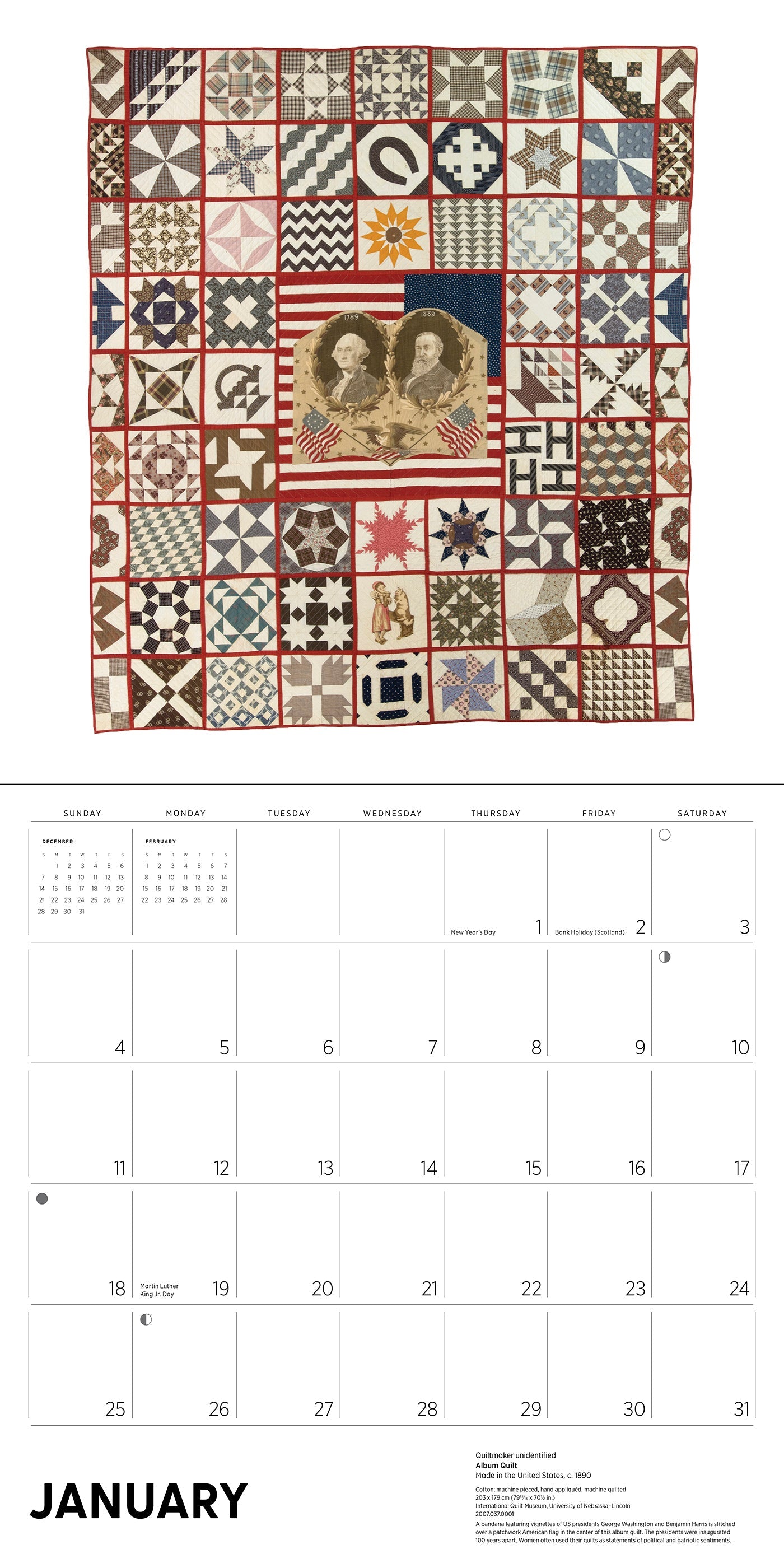 2026 Antique Quilts - Square Wall Calendar