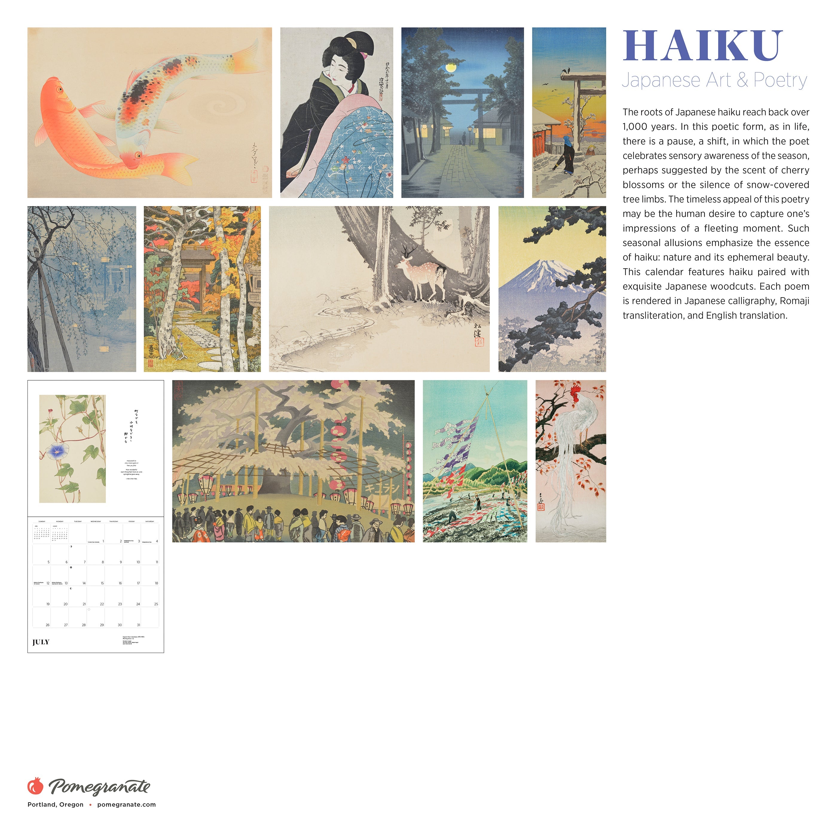 2026 Haiku: Japanese Art and Poetry - Square Wall Calendar