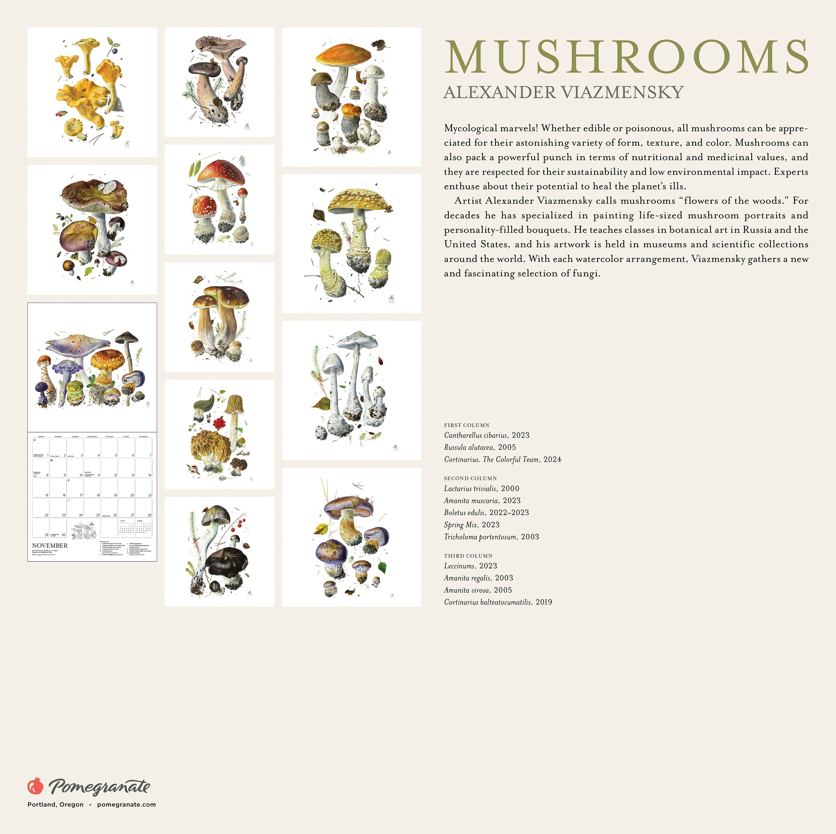 2026 Mushrooms: Alexander Viazmensky - Square Wall Calendar