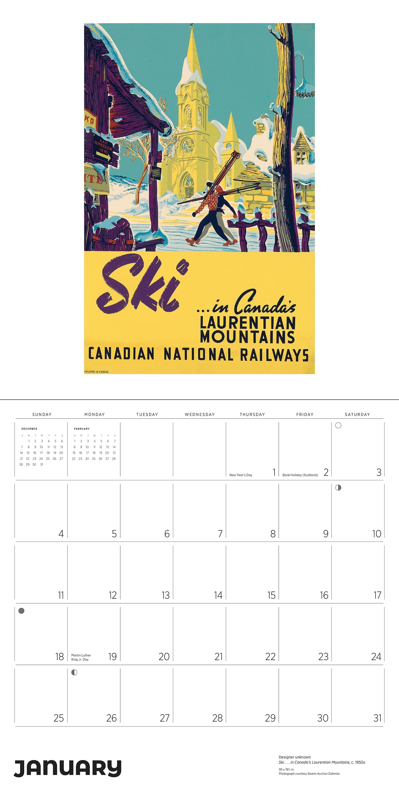 2026 Canada: Vintage Travel Posters - Square Wall Calendar