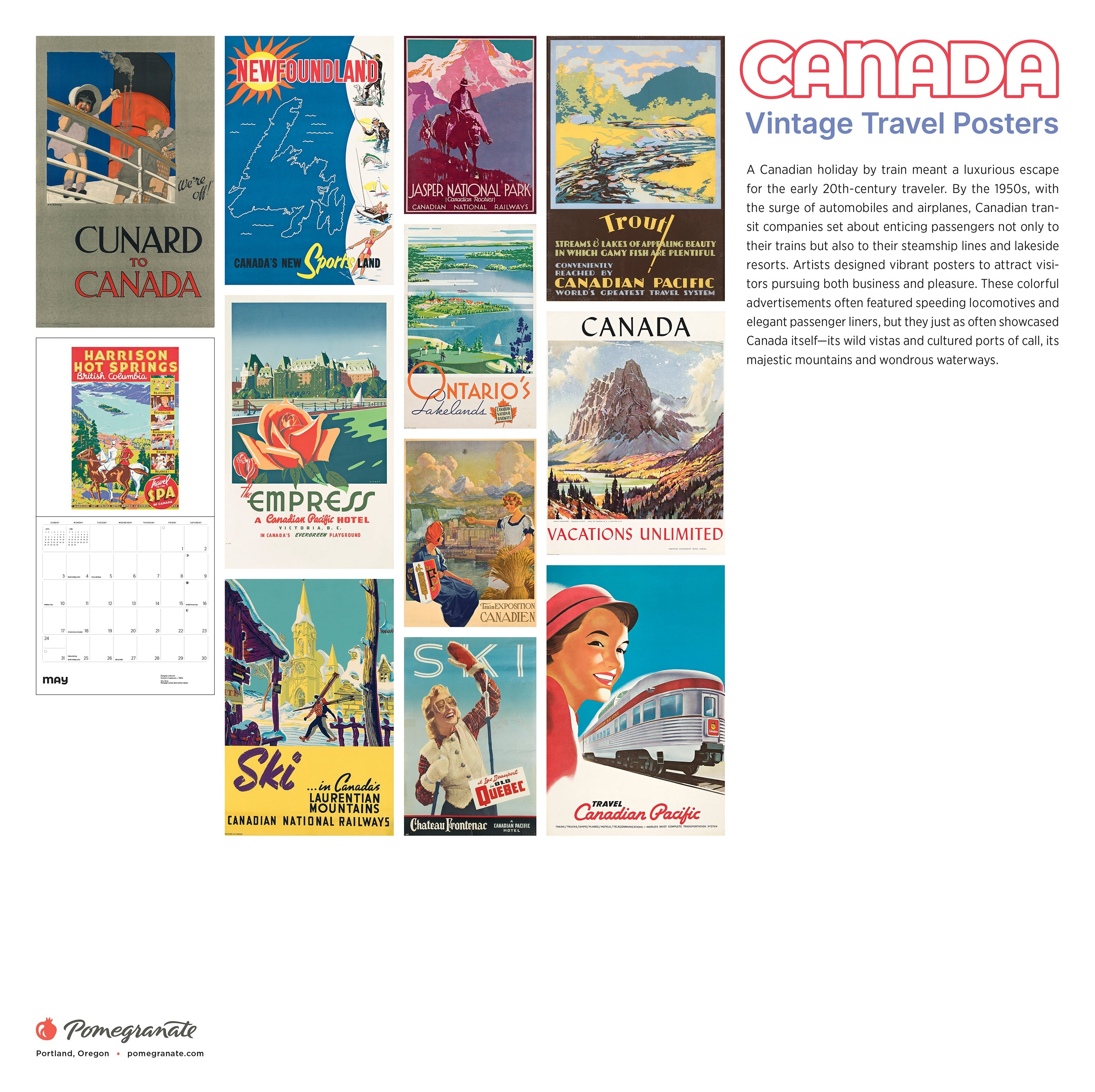 2026 Canada: Vintage Travel Posters - Square Wall Calendar