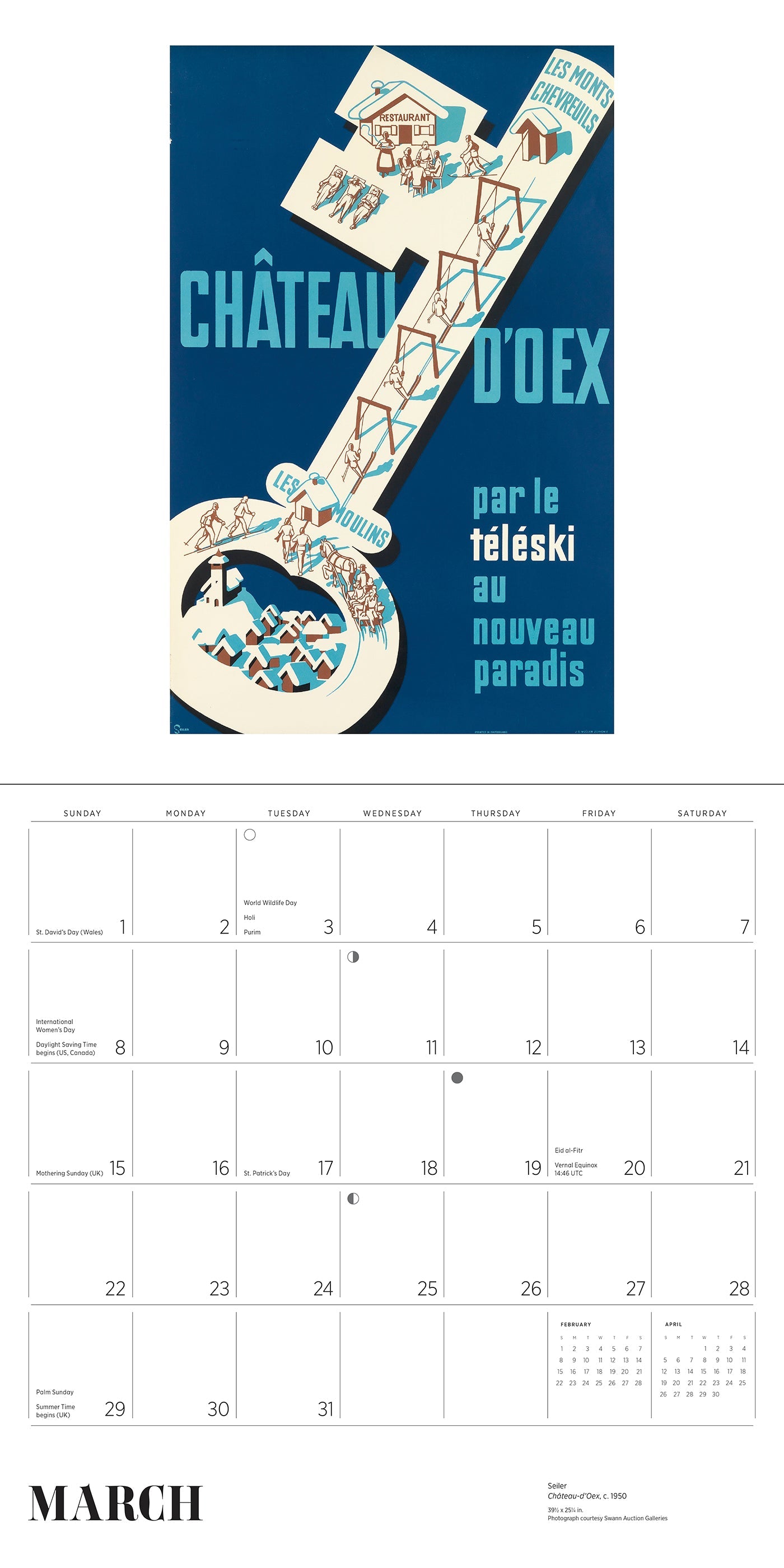 2026 Ski the World: Vintage Posters - Square Wall Calendar