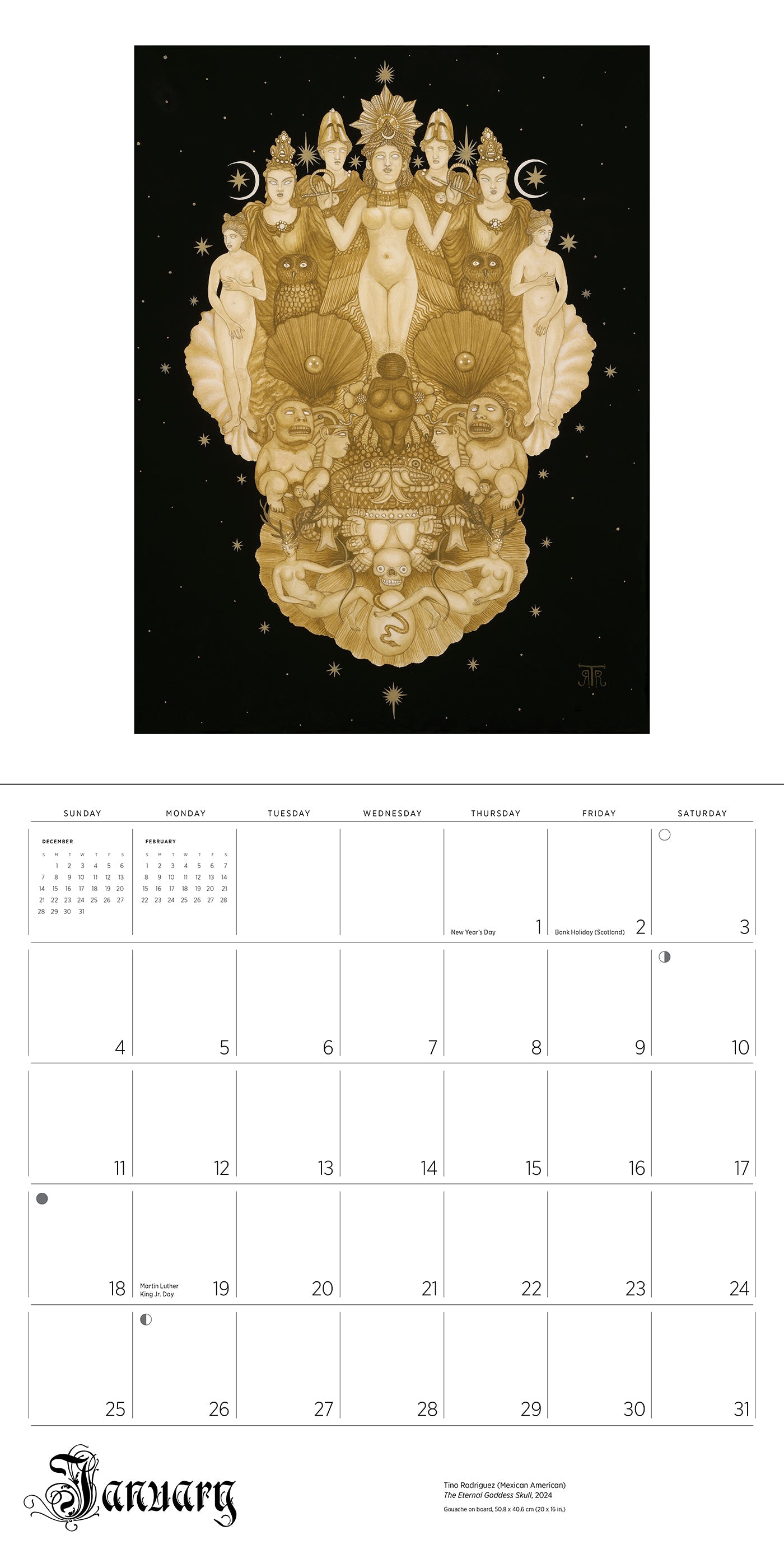 2026 Day of the Dead: The Skull Paintings of Tino Rodriguez and Virgo Paraiso - Square Wall Calendar