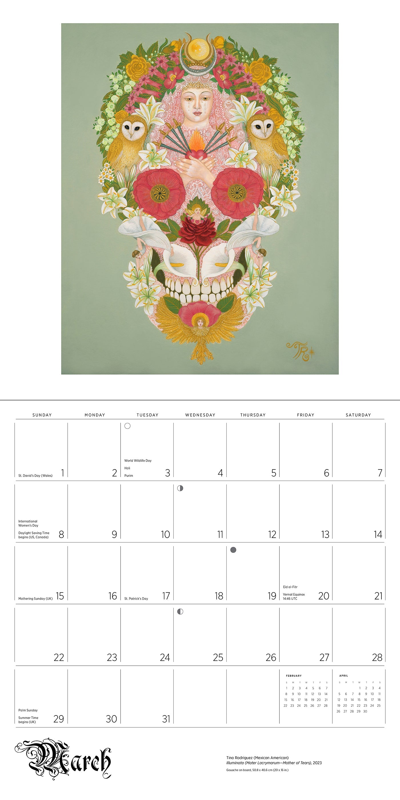 2026 Day of the Dead: The Skull Paintings of Tino Rodriguez and Virgo Paraiso - Square Wall Calendar