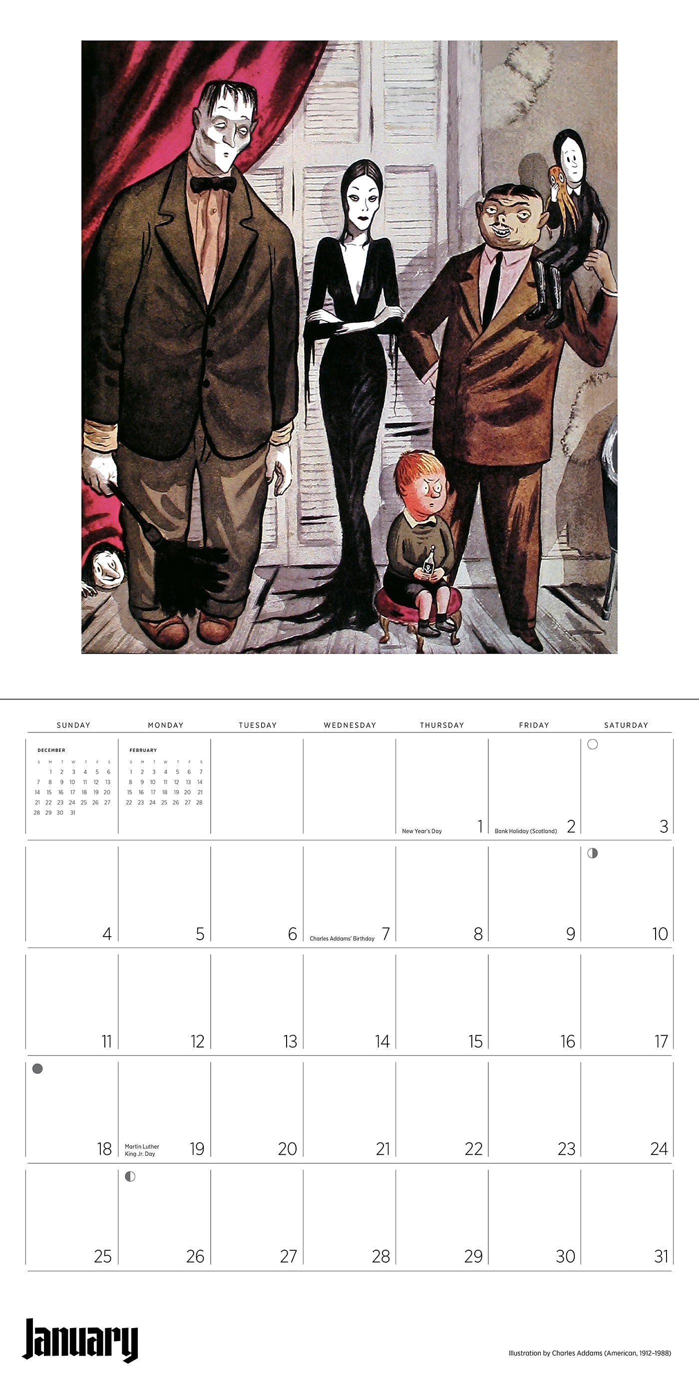 2026 Charles Addams: The Addams Family - Square Wall Calendar