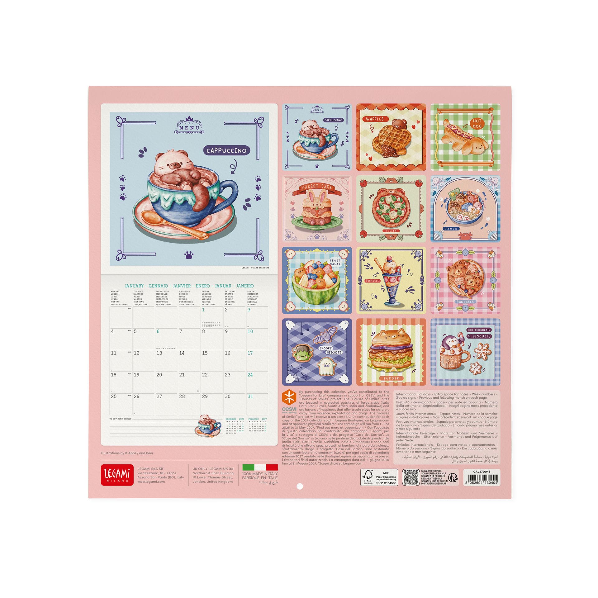 2027 Cutie Foodie - Square Wall Calendar