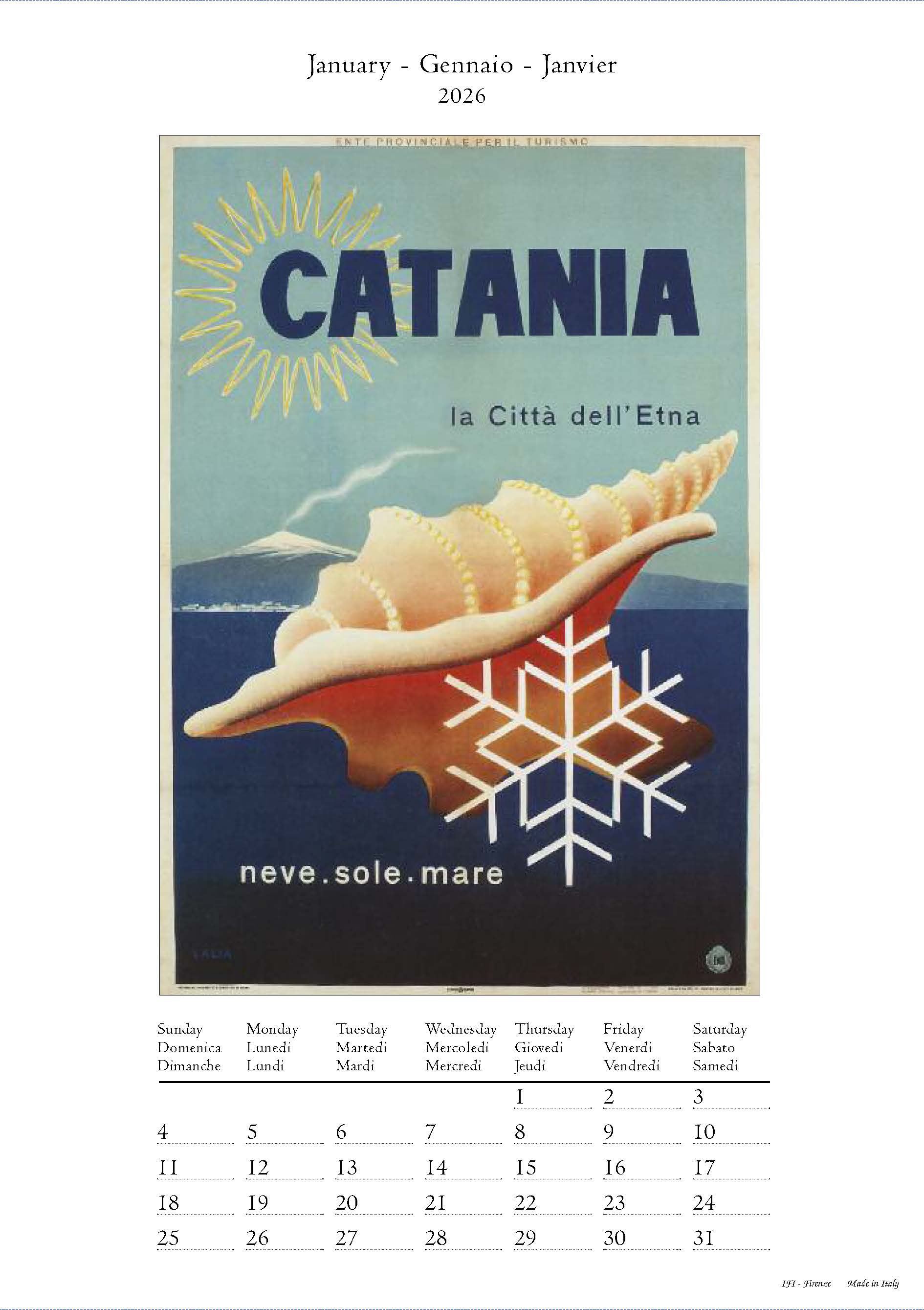 2026 Sicilia - Deluxe Wall Calendar