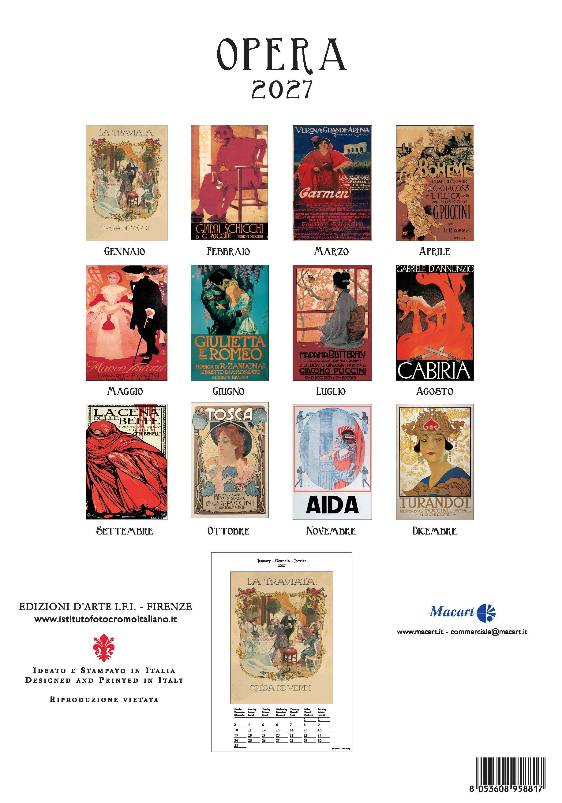2027 Opera - Deluxe Wall Calendar