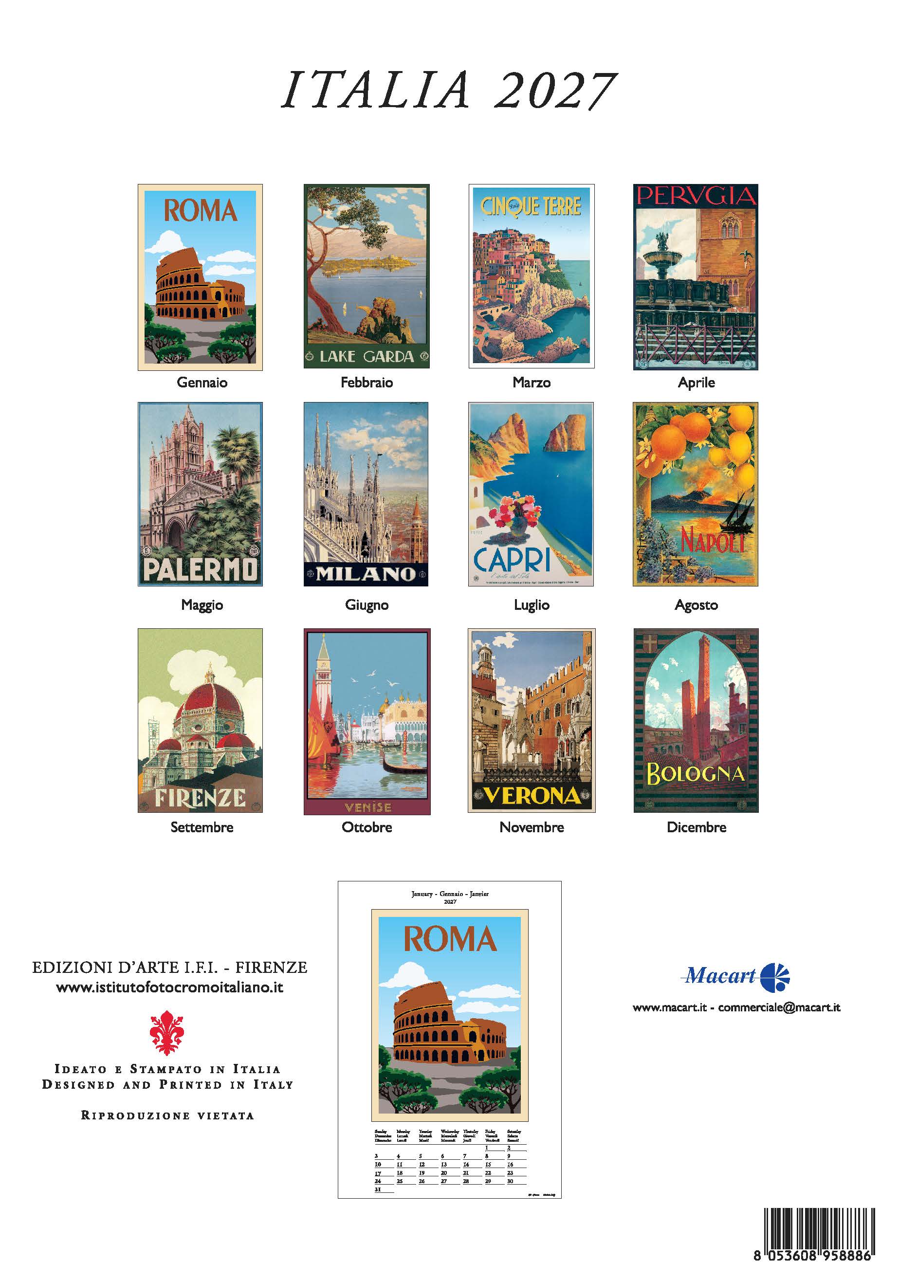 2027 Italia - Deluxe Wall Calendar