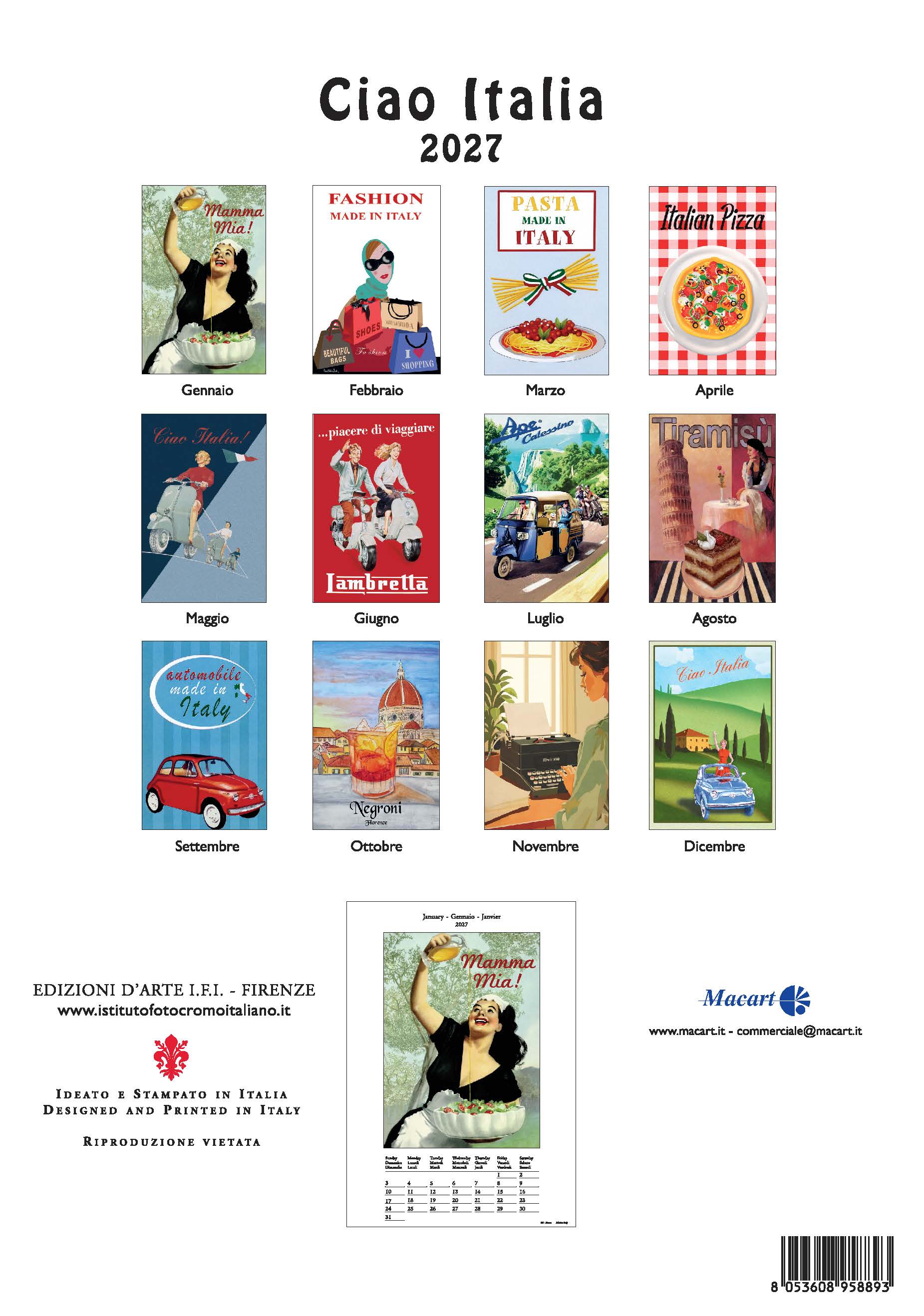 2027 Ciao Italia - Deluxe Wall Calendar