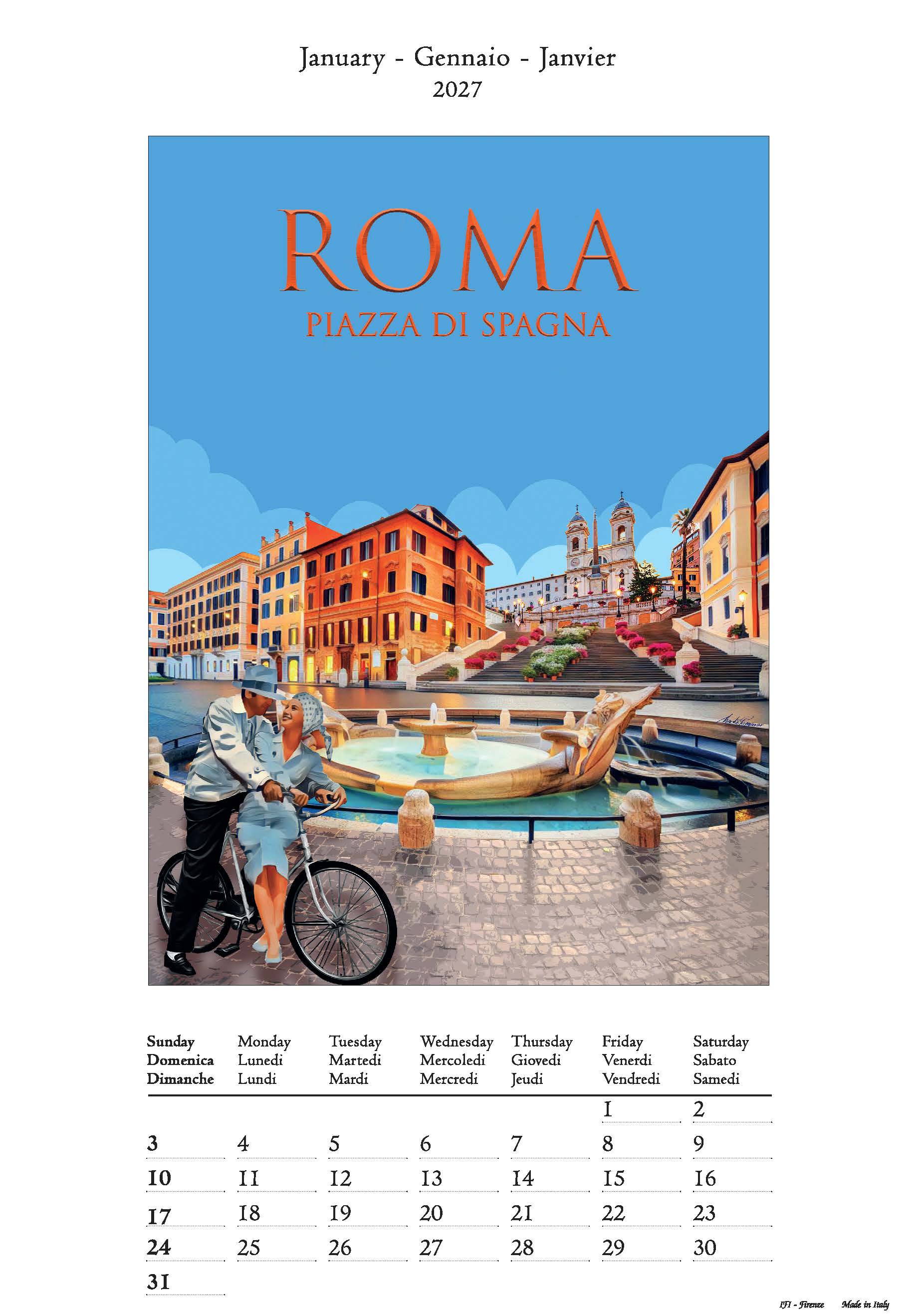 2027 Roma - Deluxe Wall Calendar
