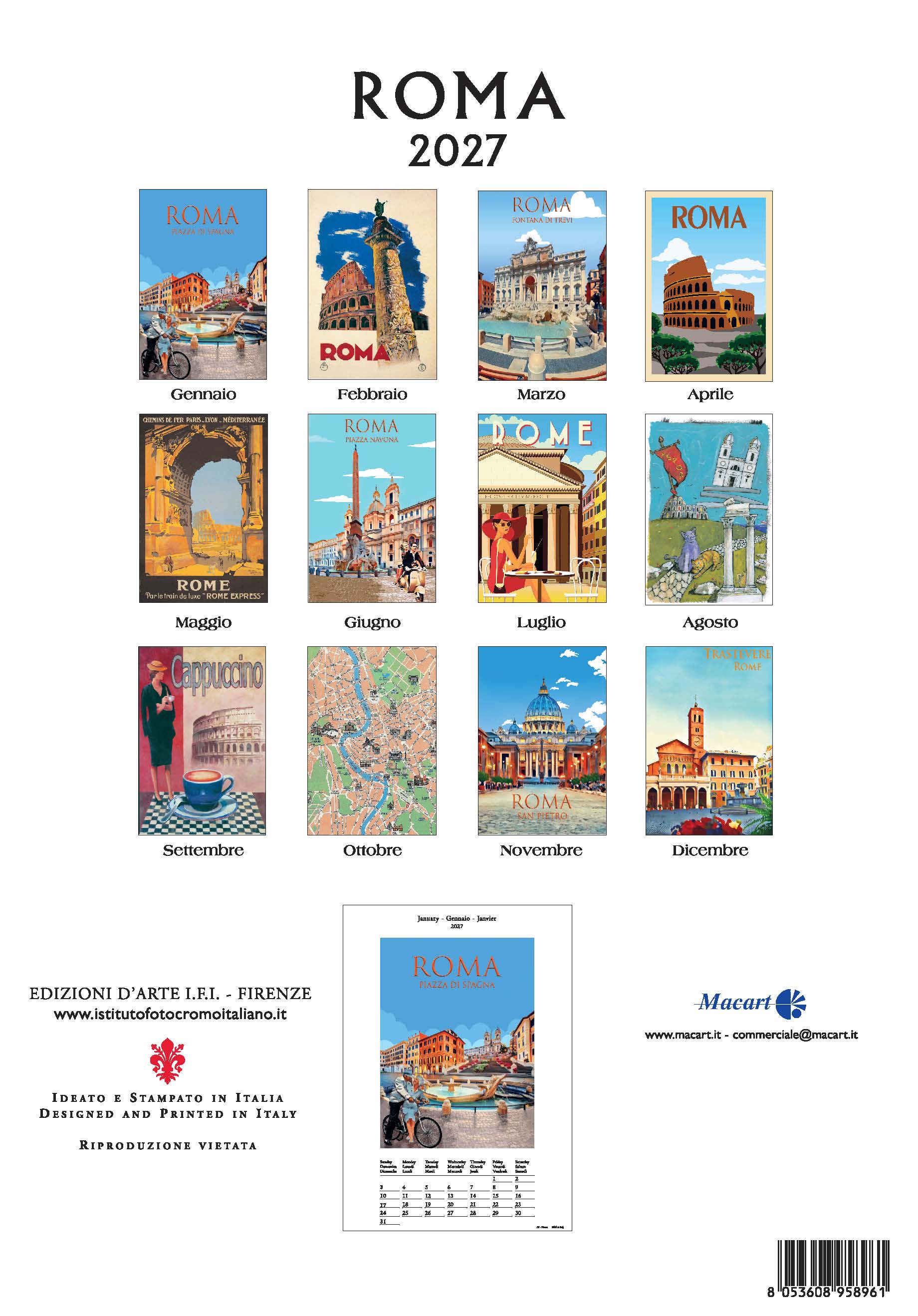 2027 Roma - Deluxe Wall Calendar
