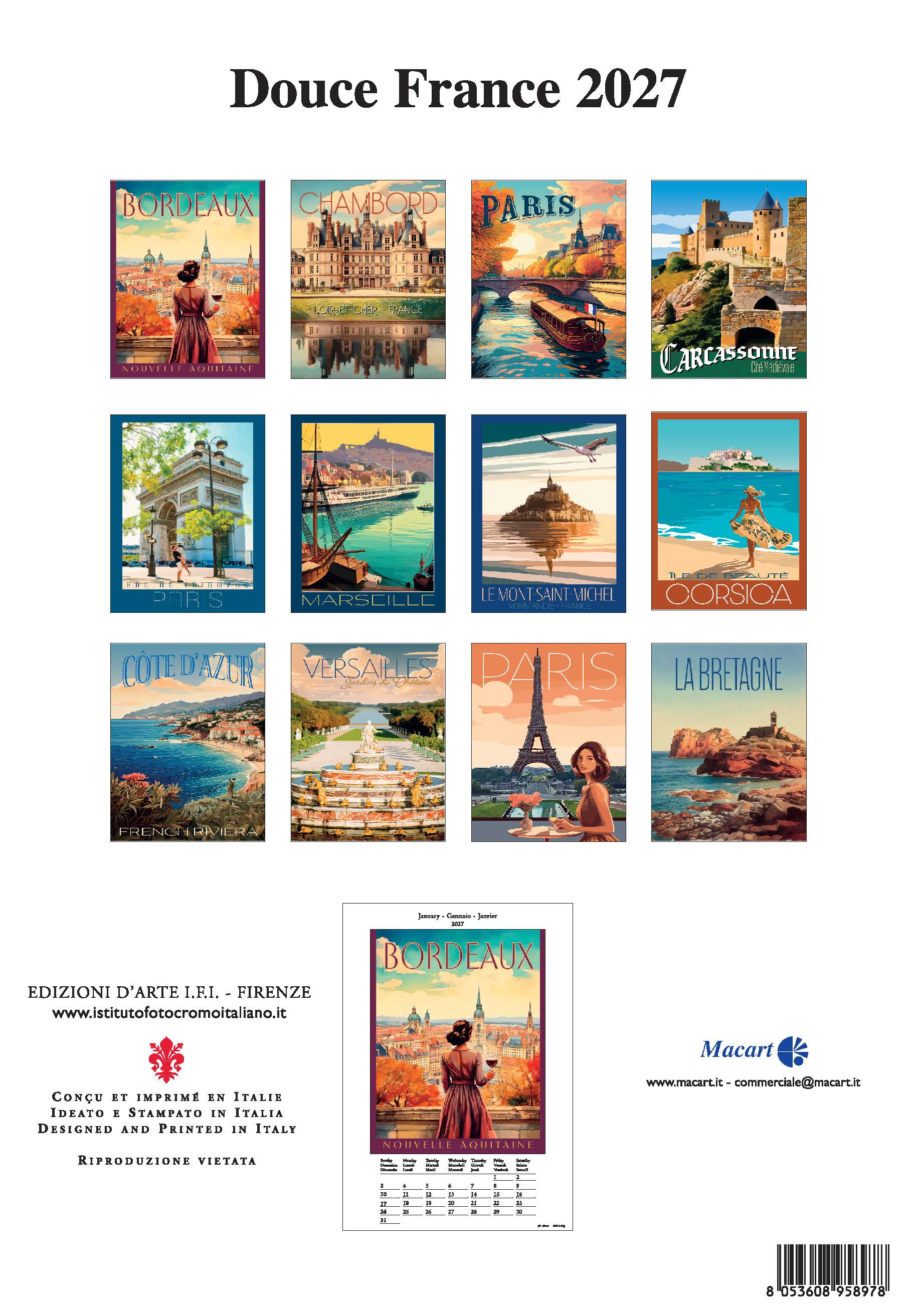 2027 Douce France - Deluxe Wall Calendar