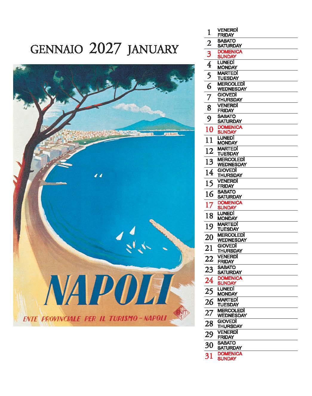 2027 Italia - Desk Easel Calendar
