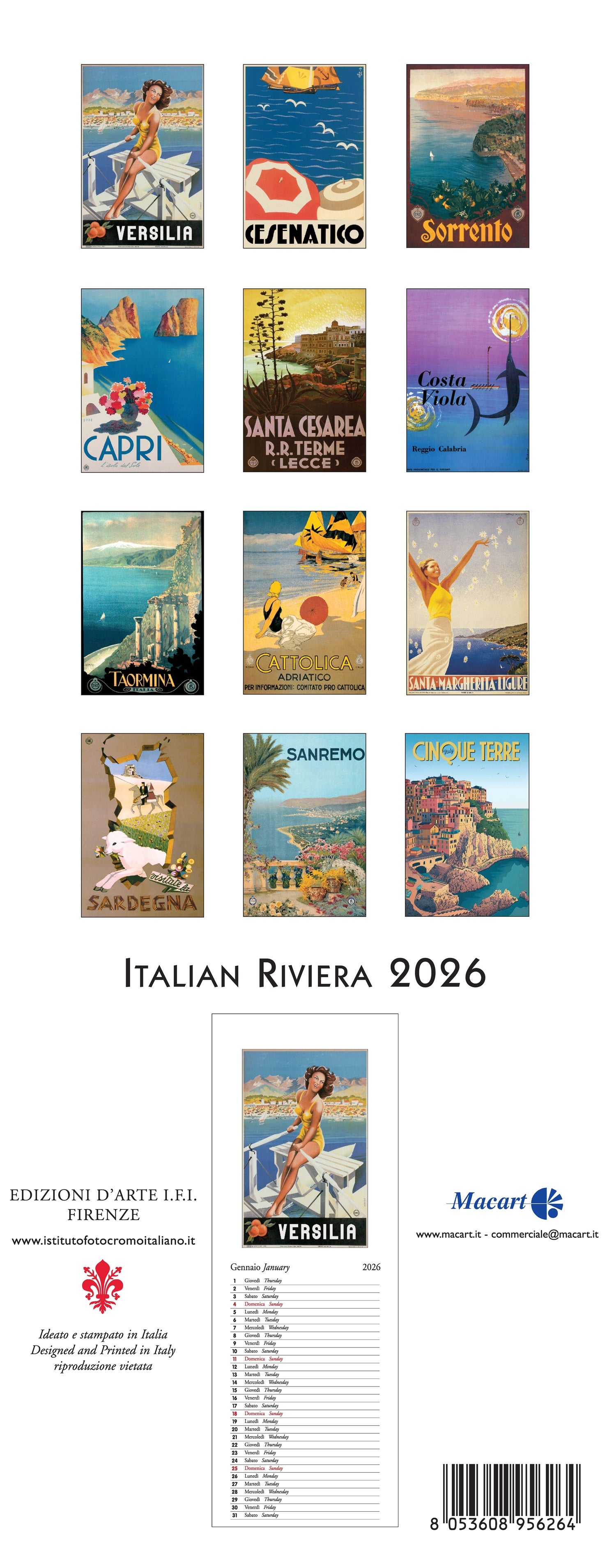 2026 Vacanze Italiane - Slim Wall Calendar