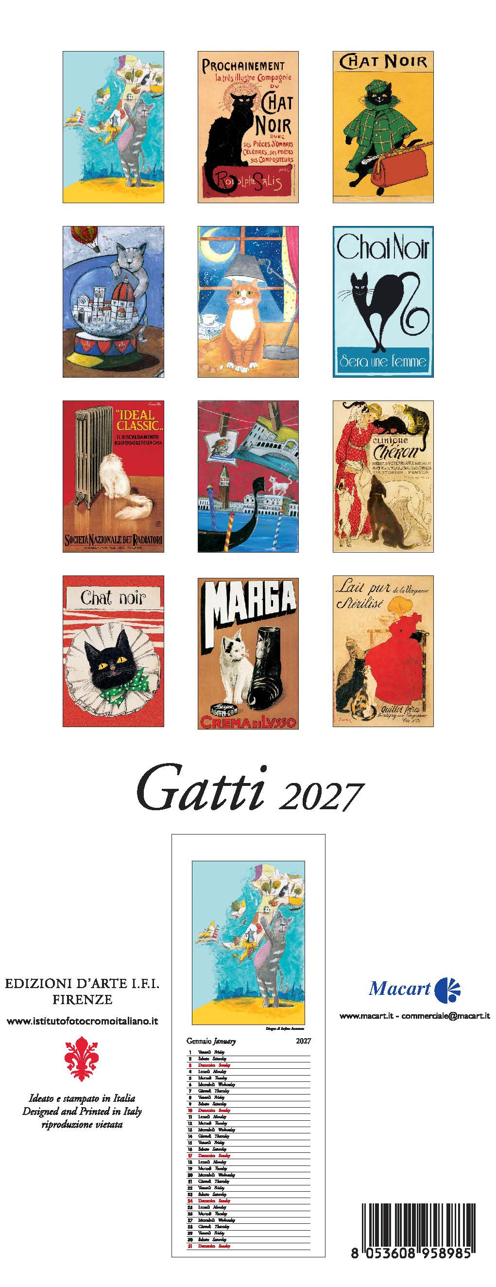 2027 Gatti - Slim Wall Calendar