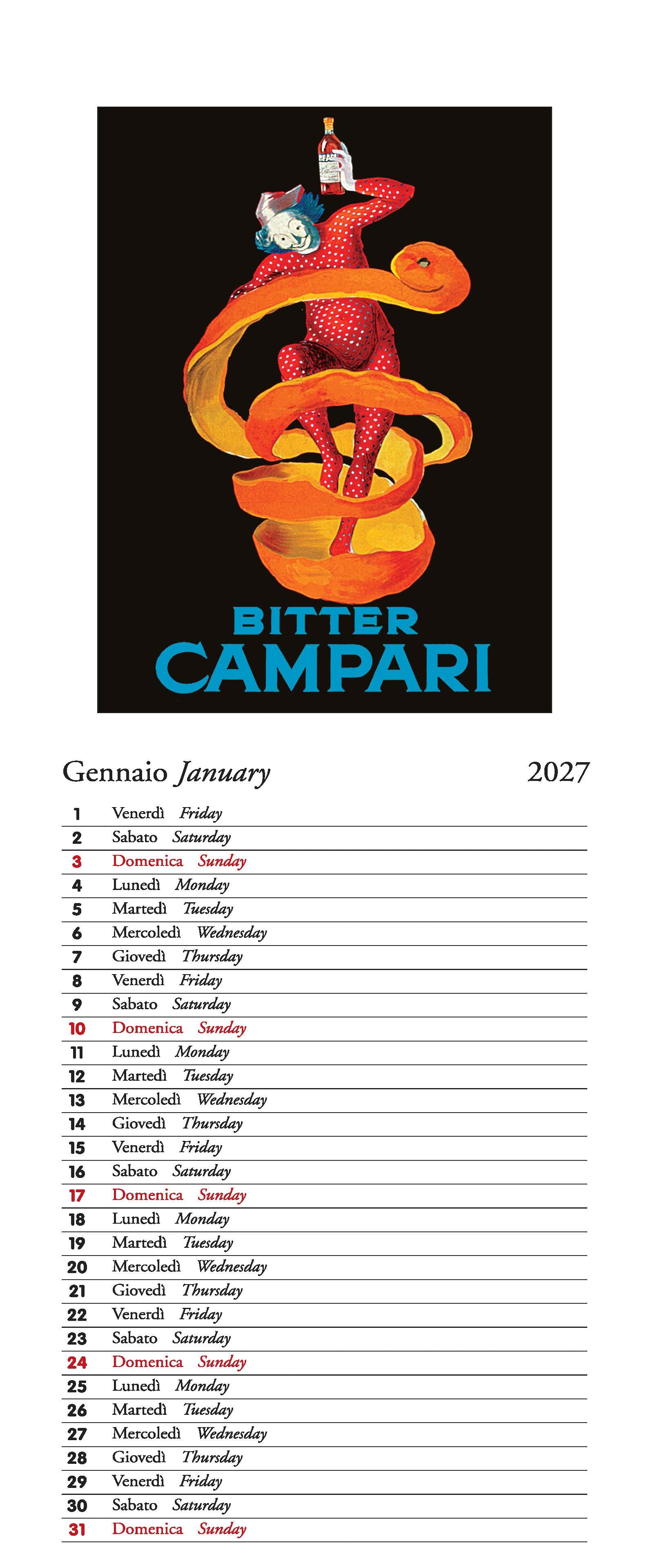 2027 Cocktails - Slim Wall Calendar