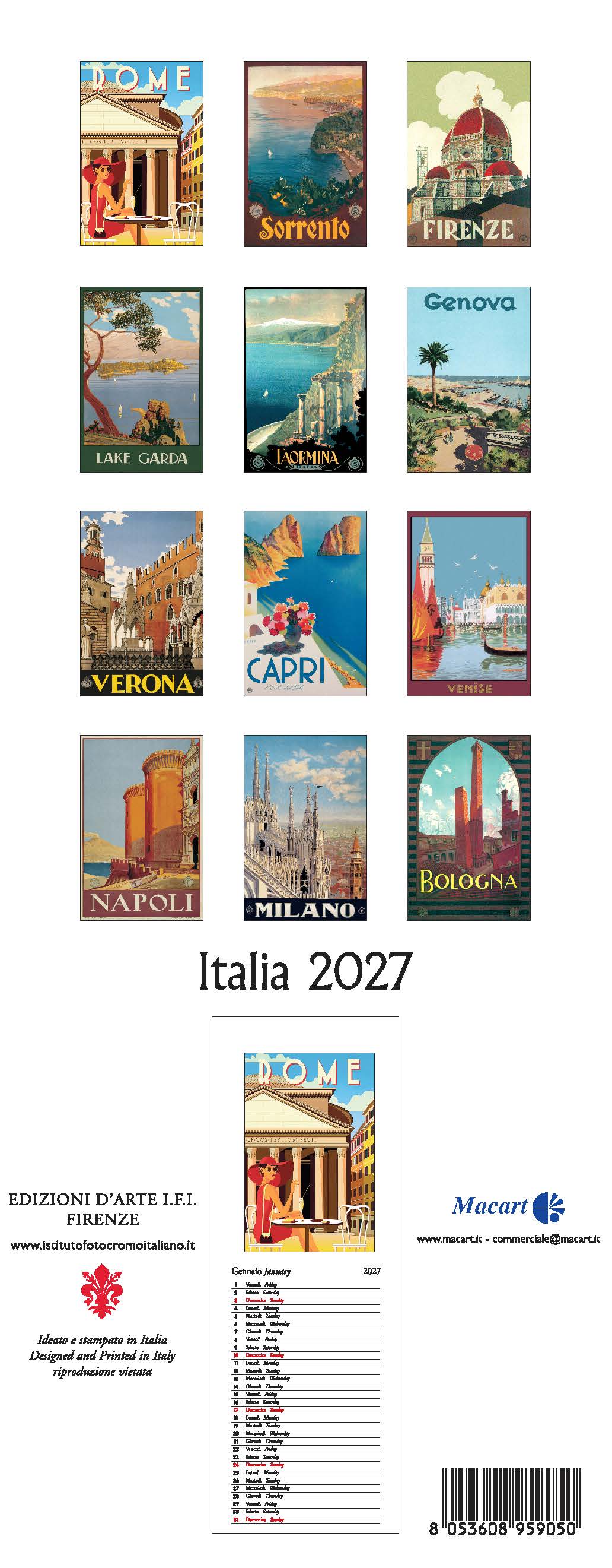 2027 Italia - Slim Wall Calendar