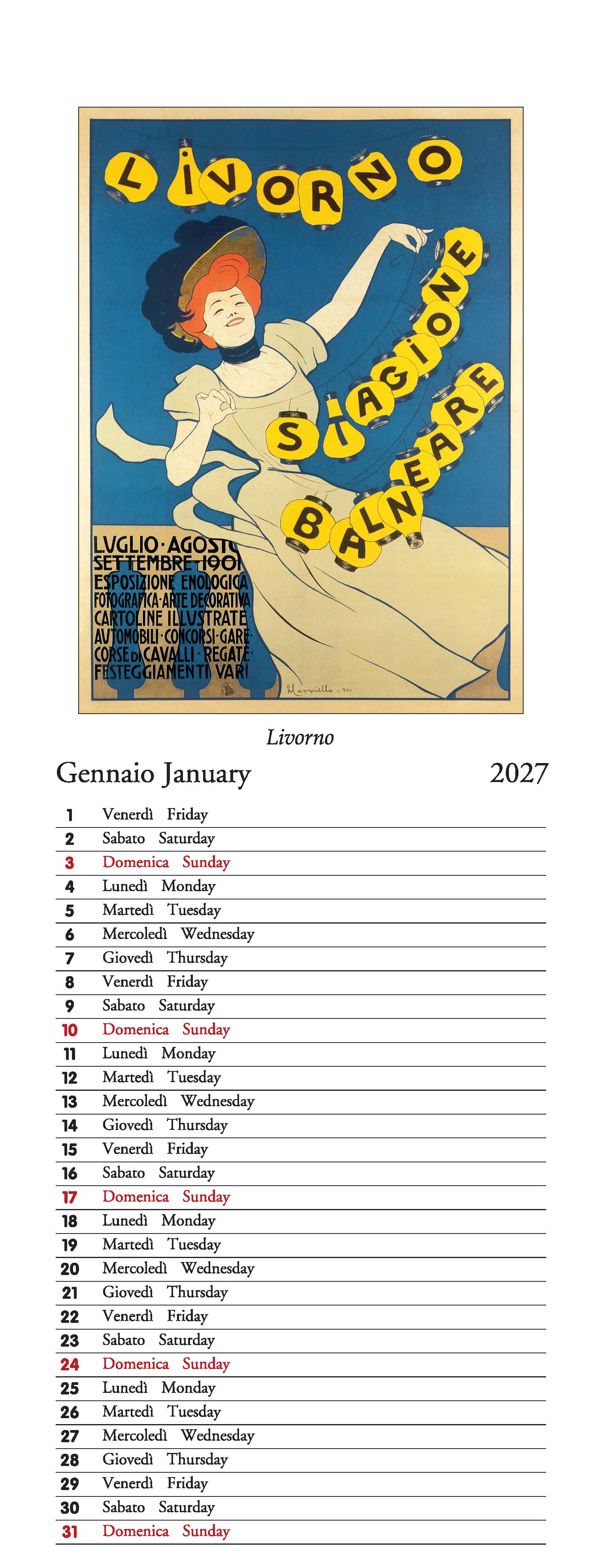 2027 Toscana - Slim Wall Calendar