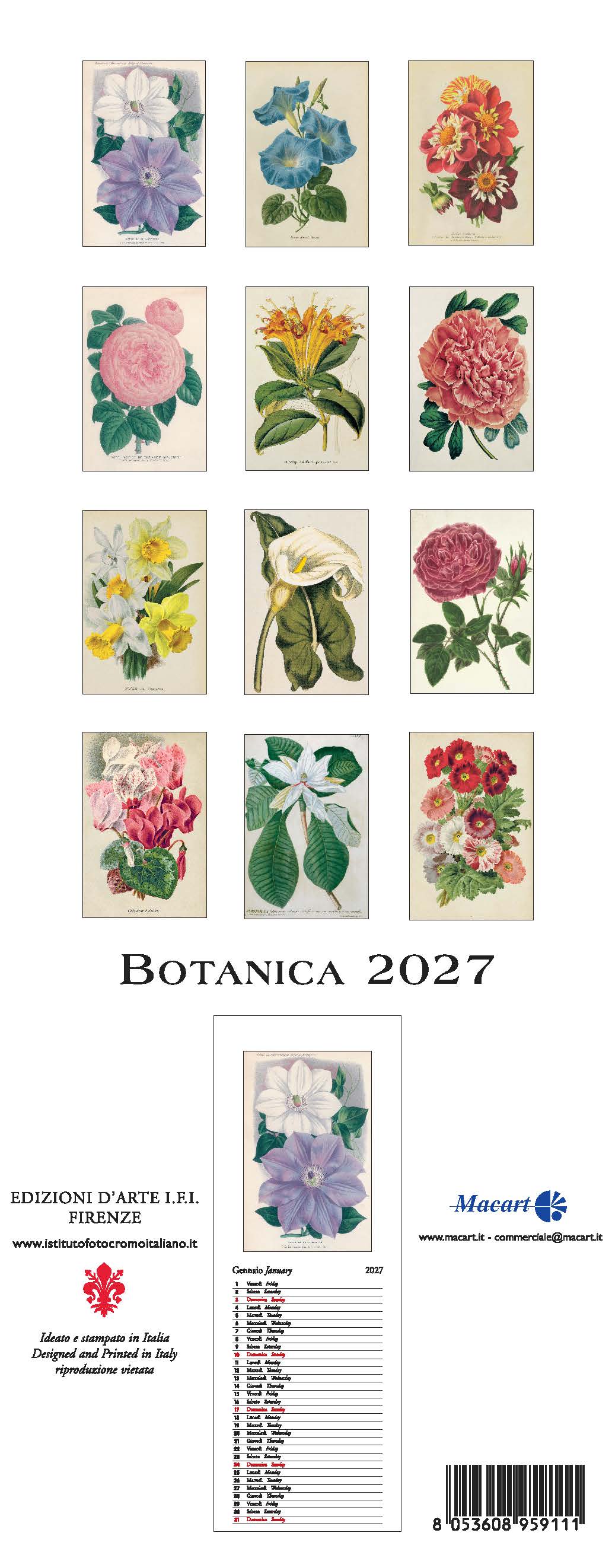 2027 Botanica - Slim Wall Calendar